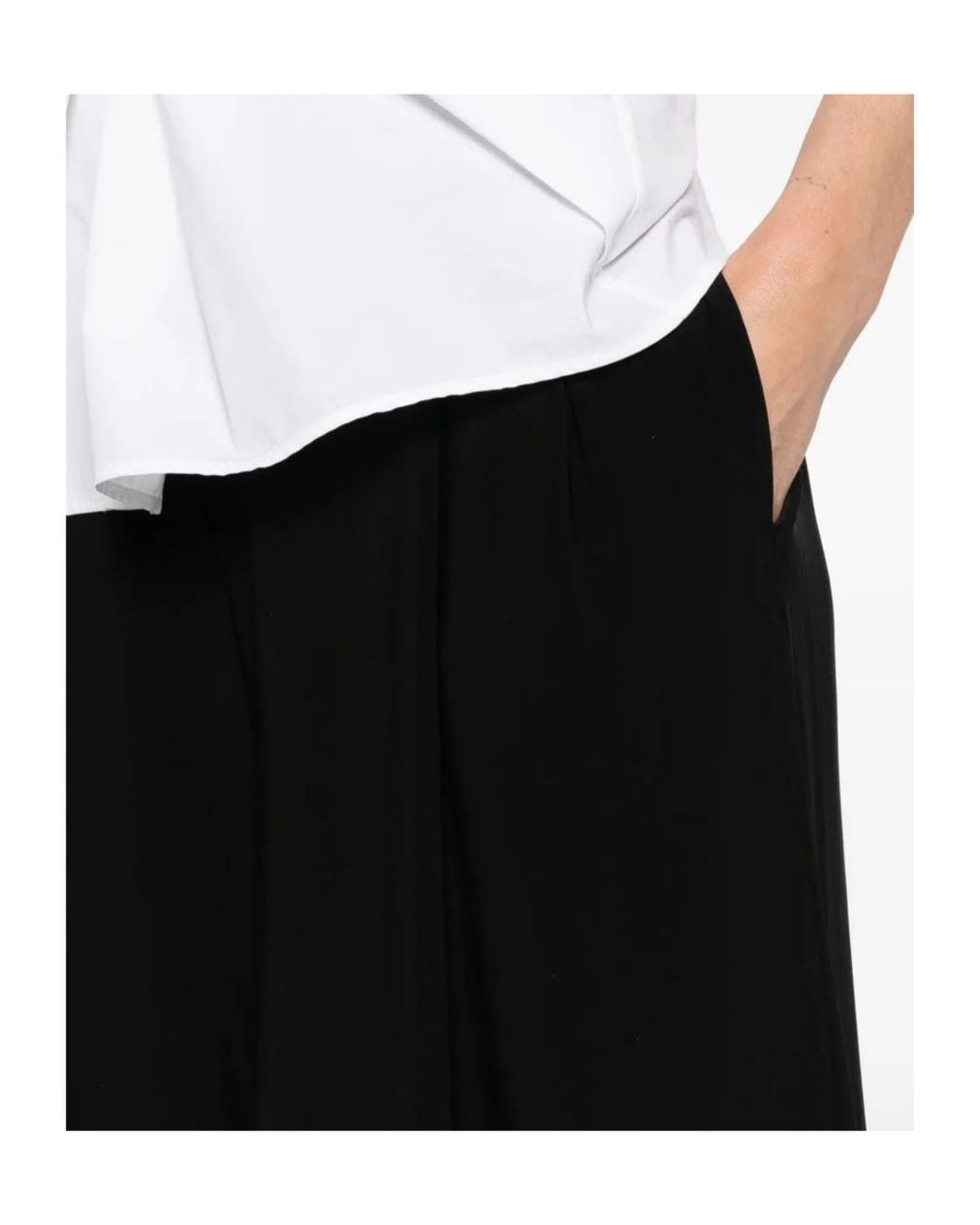 Norma Kamali Black Pleated Bermuda Shorts