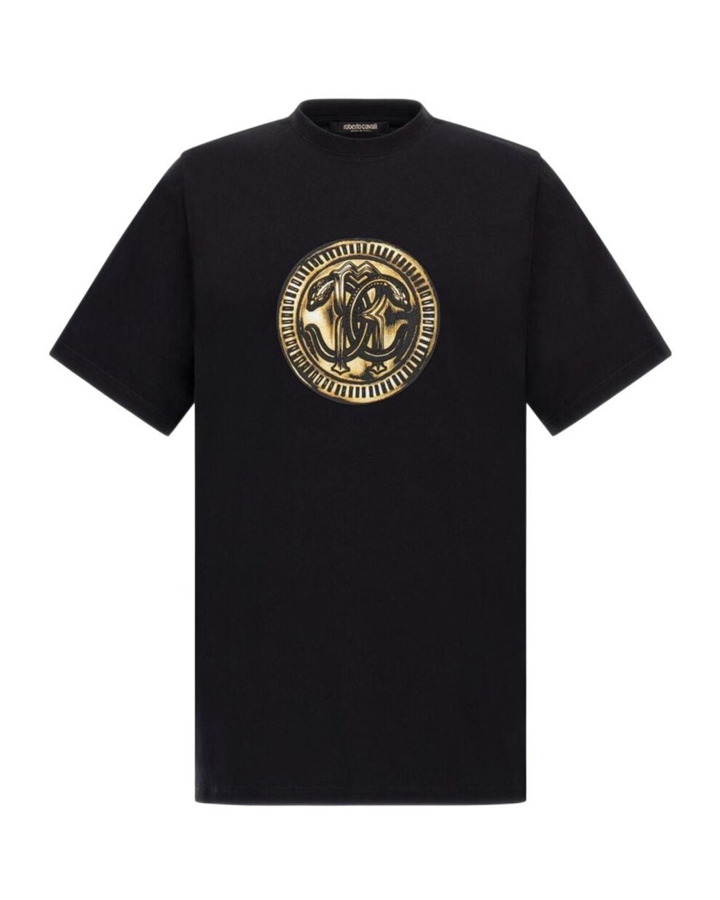 Roberto Cavalli Black Logo Printed T-Shirt for men