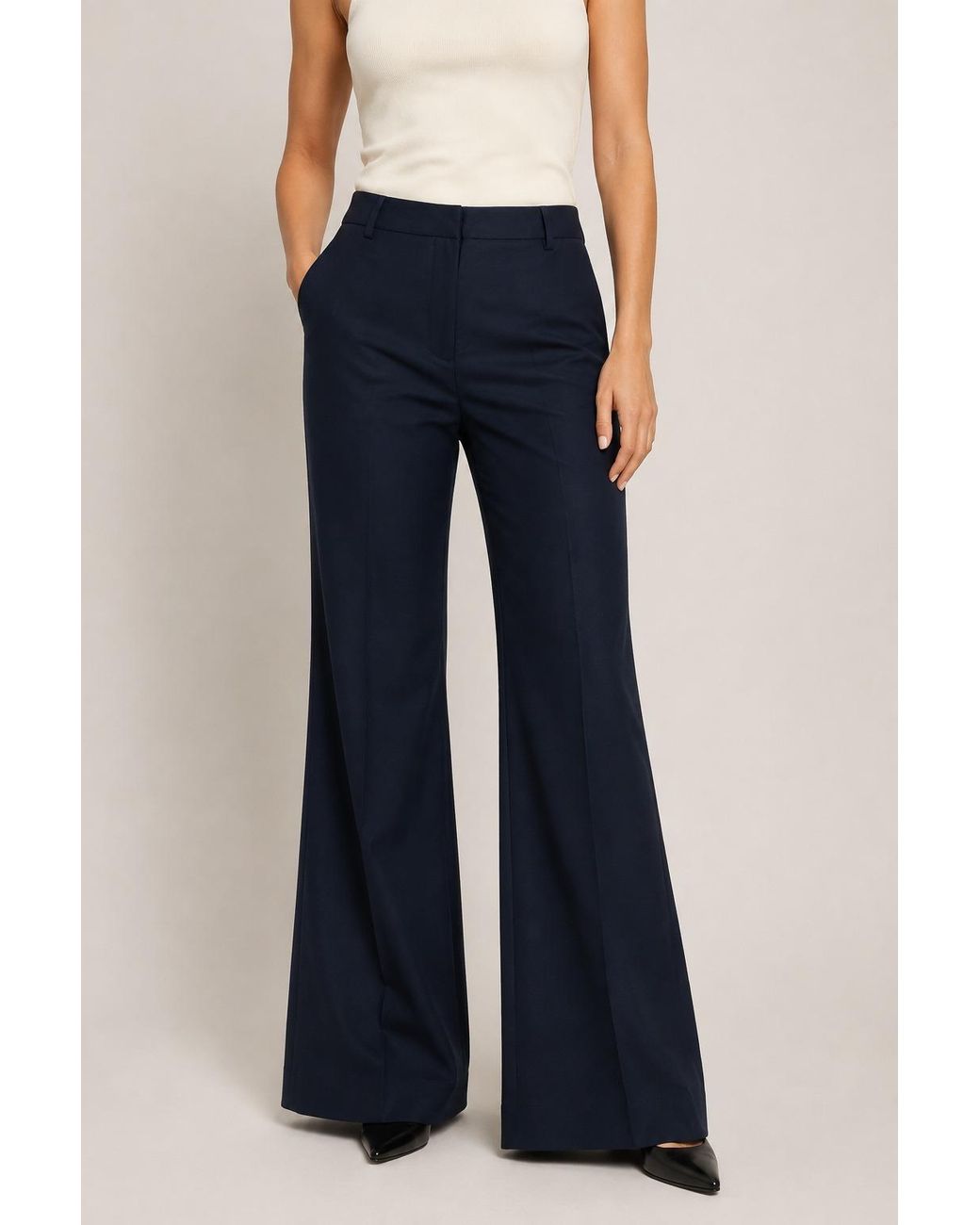 SELECTED Blue Wide-Leg Casual Trousers