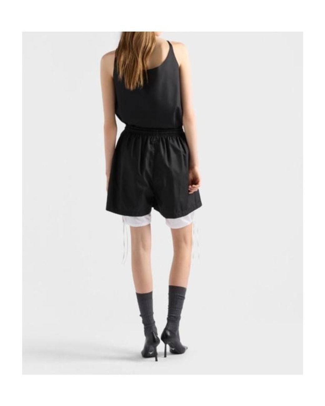 Prada Black Elastic-Waist Shorts