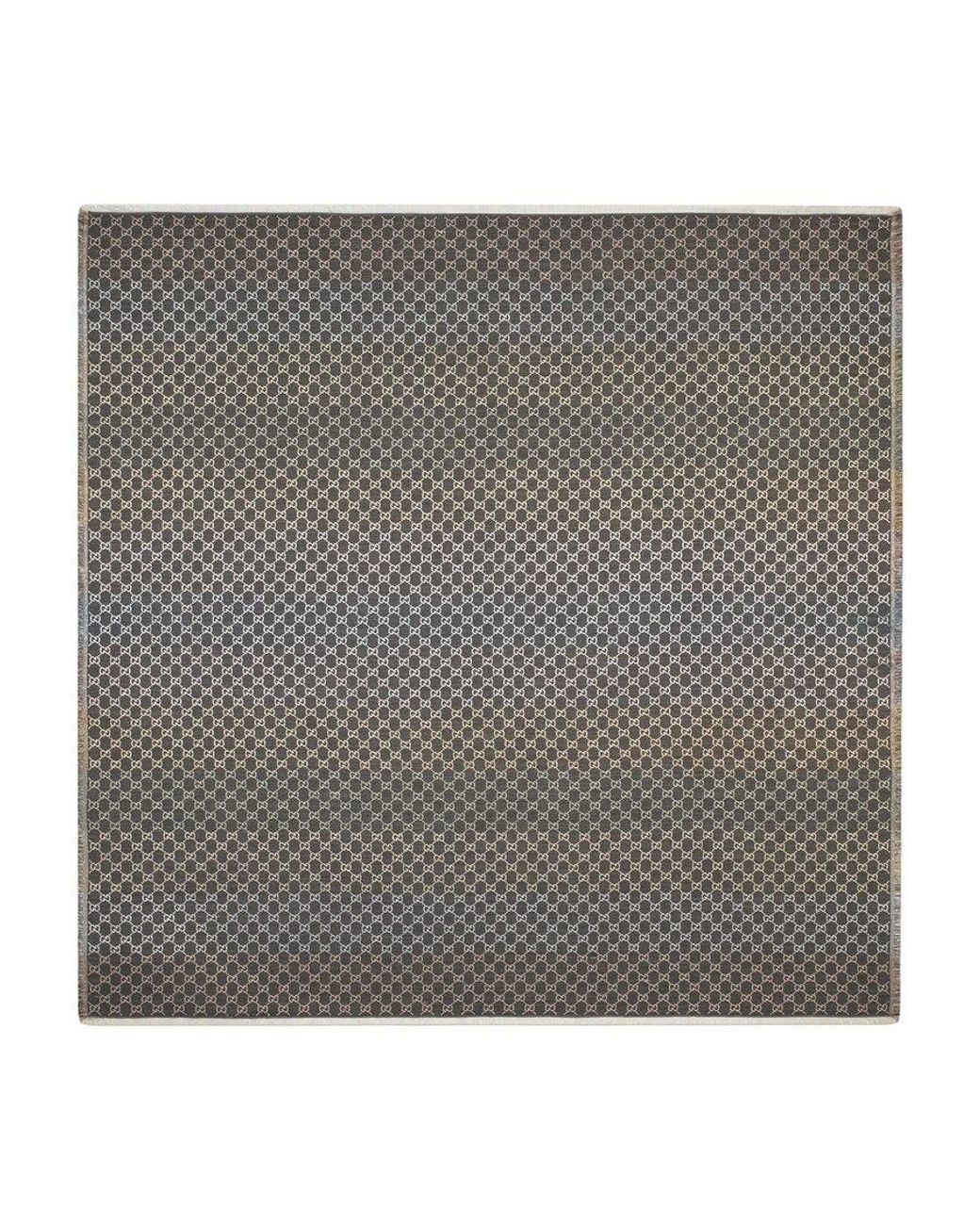 Gucci Gray Logo Jacquard Fringed Hem Scarf