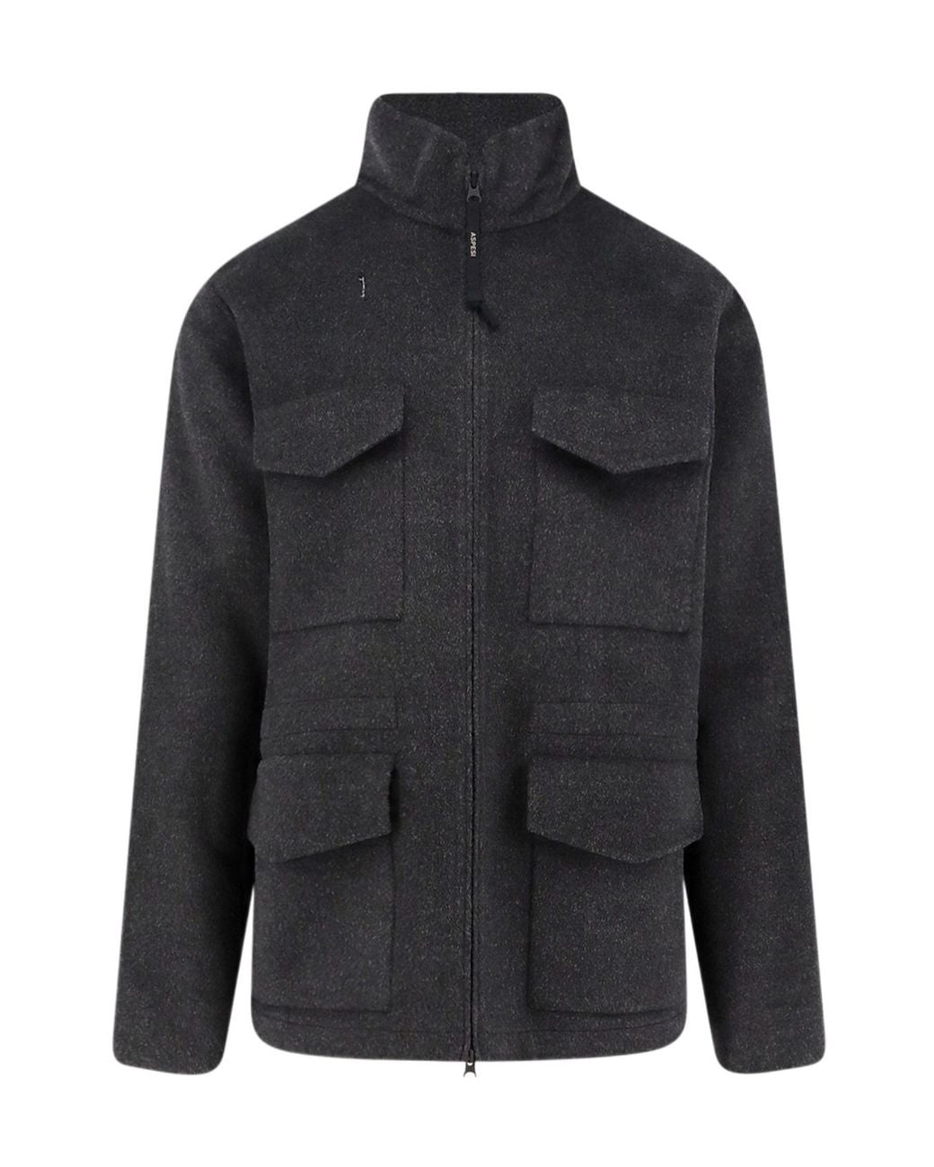 Aspesi Black Utility Pocket Coat for men