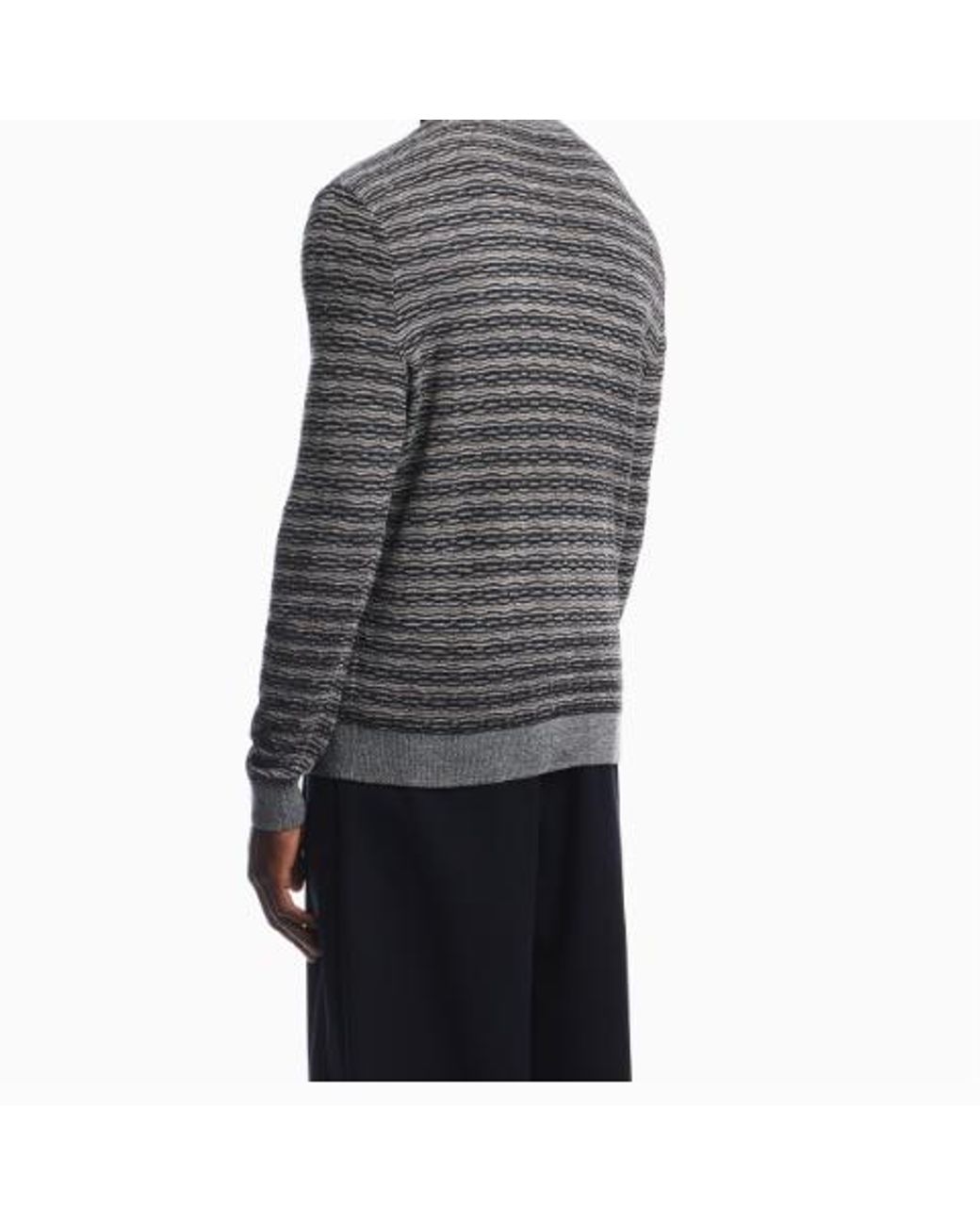 Emporio Armani Gray Horizontal-Stripe Sweater for men