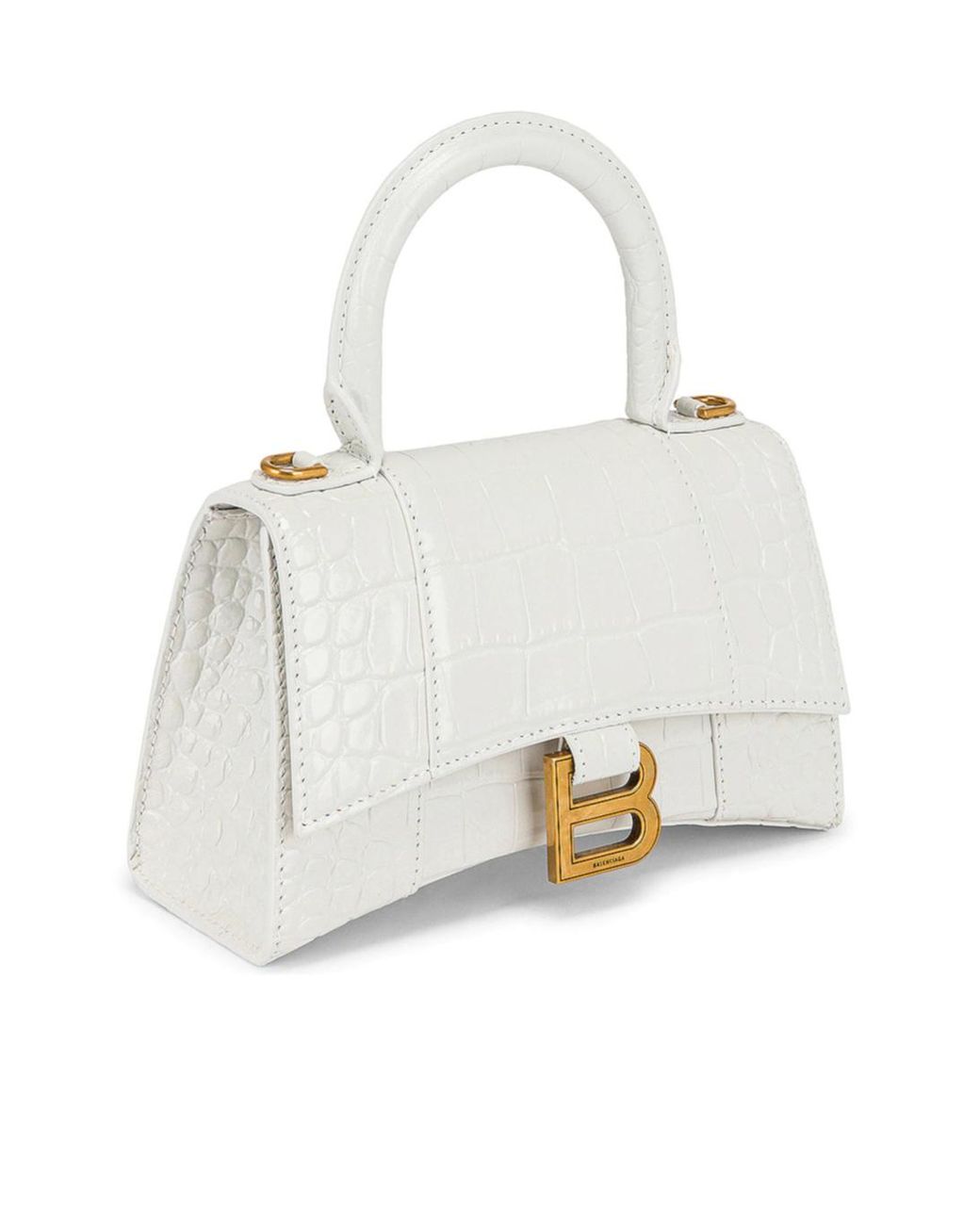 Balenciaga White Hourglass Xs Top Handle Bag