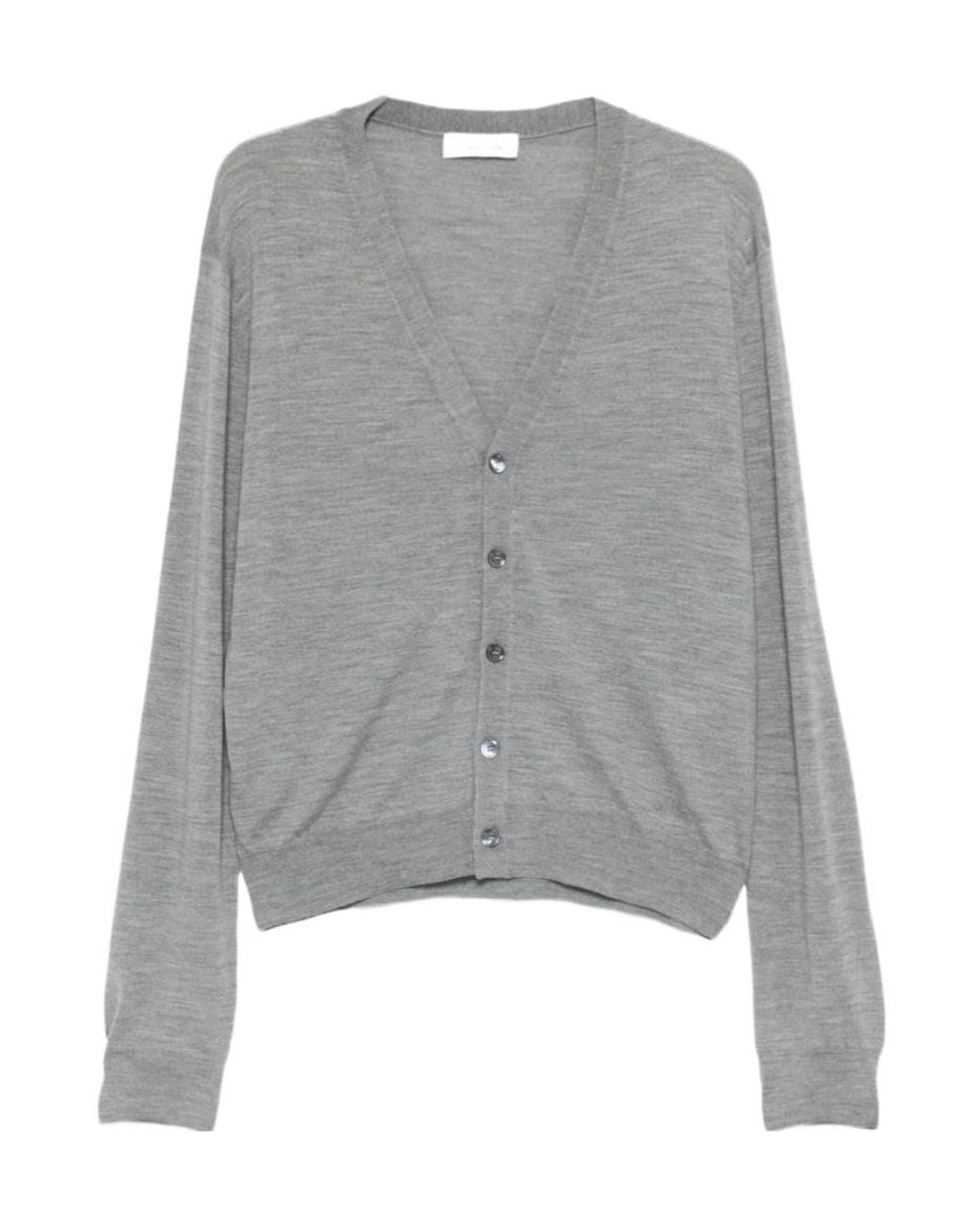 Lanvin Gray V-Neck Long-Sleeve Knit Top for men