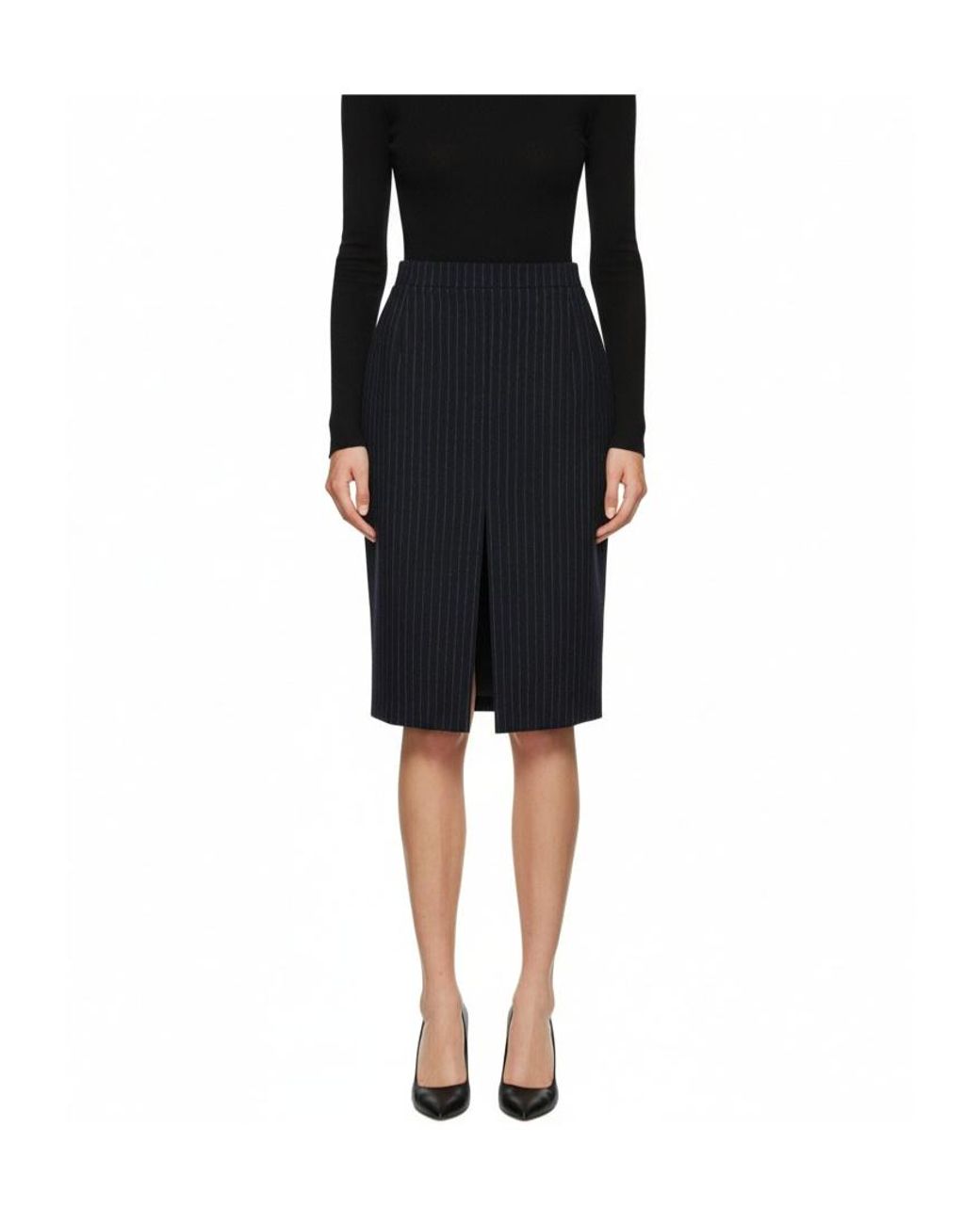 Saint Laurent Blue Striped Pencil Skirt