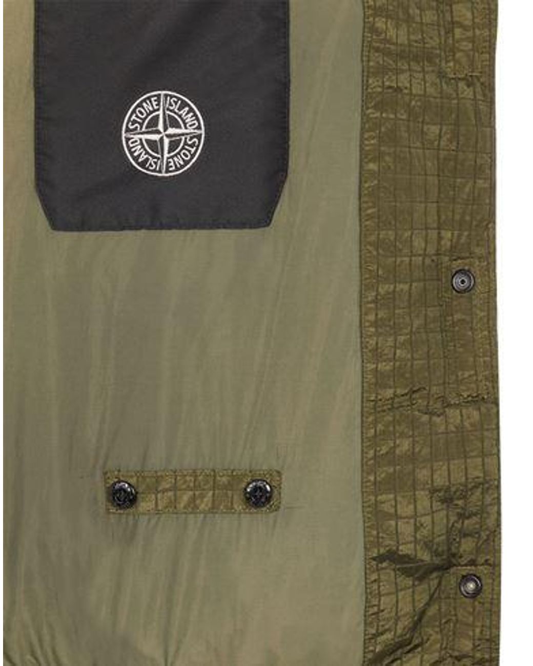 Stone Island Green Logo-Patch Buttoned Jacket for men