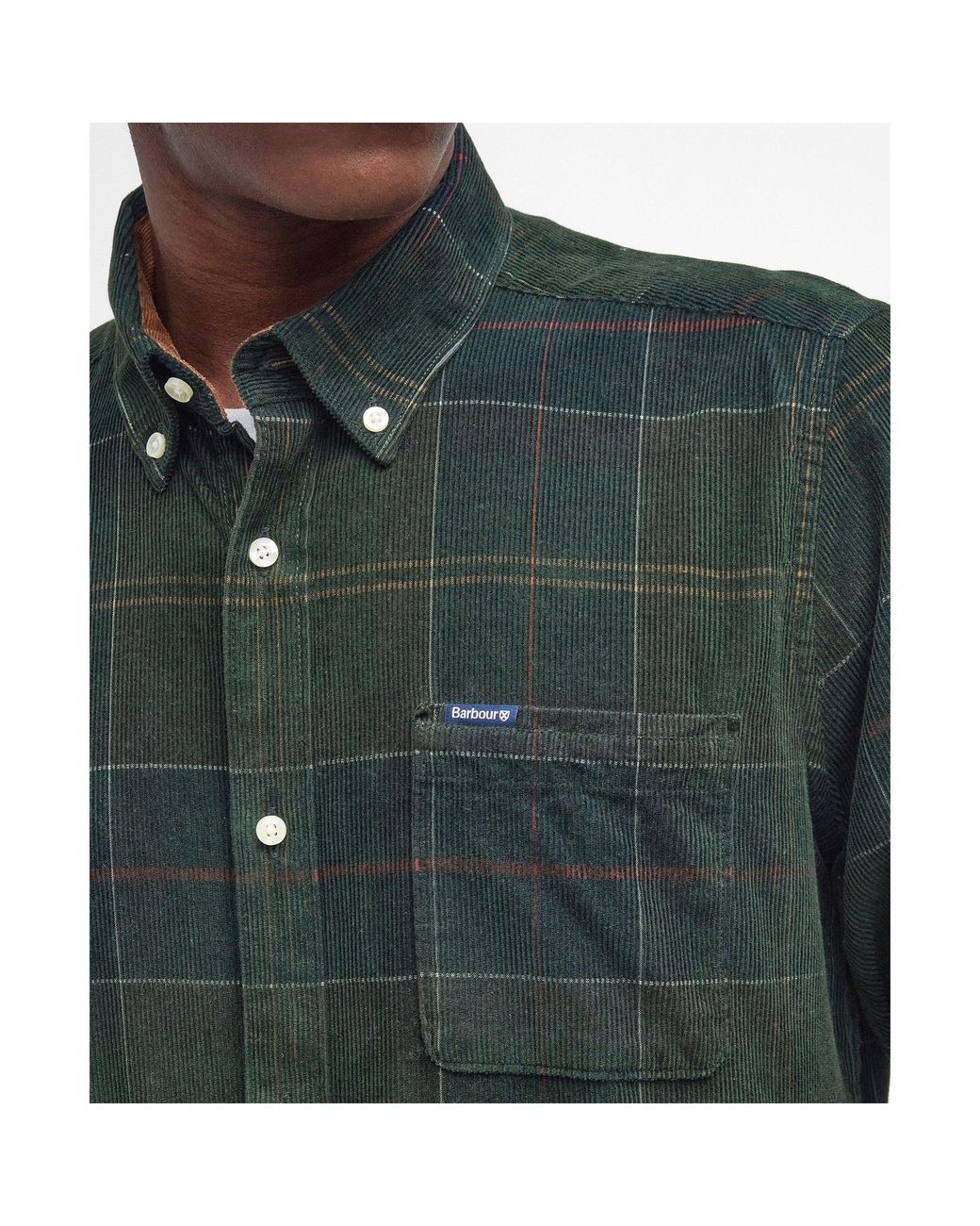 Barbour Green Long-Sleeve Slim-Fit Corduroy Shirt for men