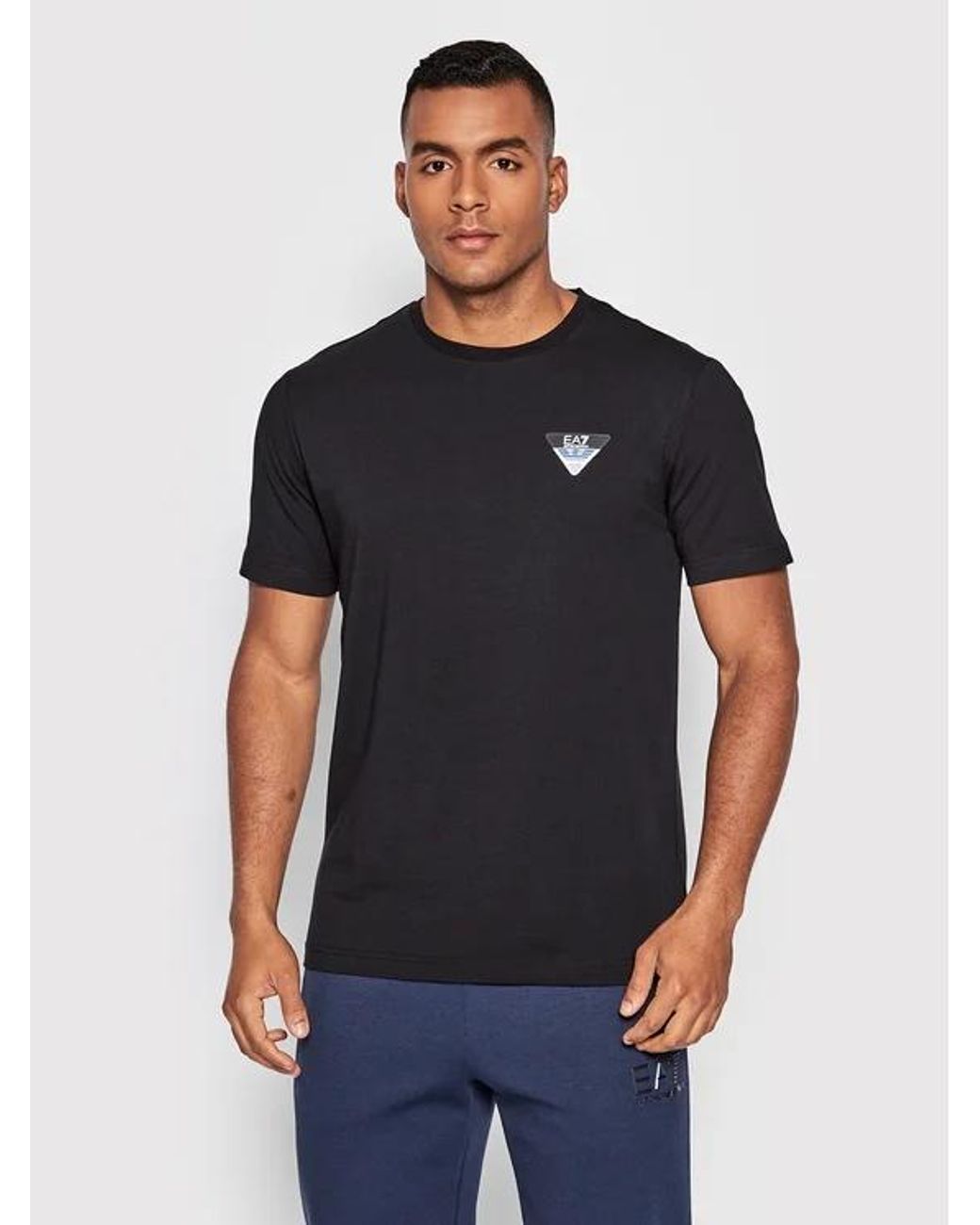 EA7 Black T-Shirt With Round Neck And Short Sleeves for men