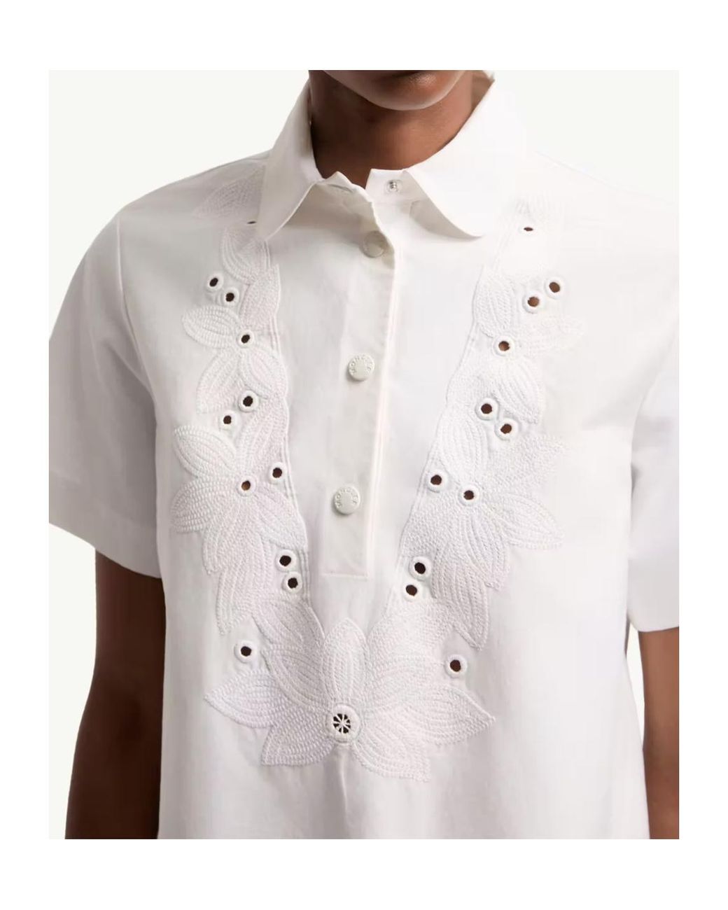 Moncler White Embroidered Shirt Dress