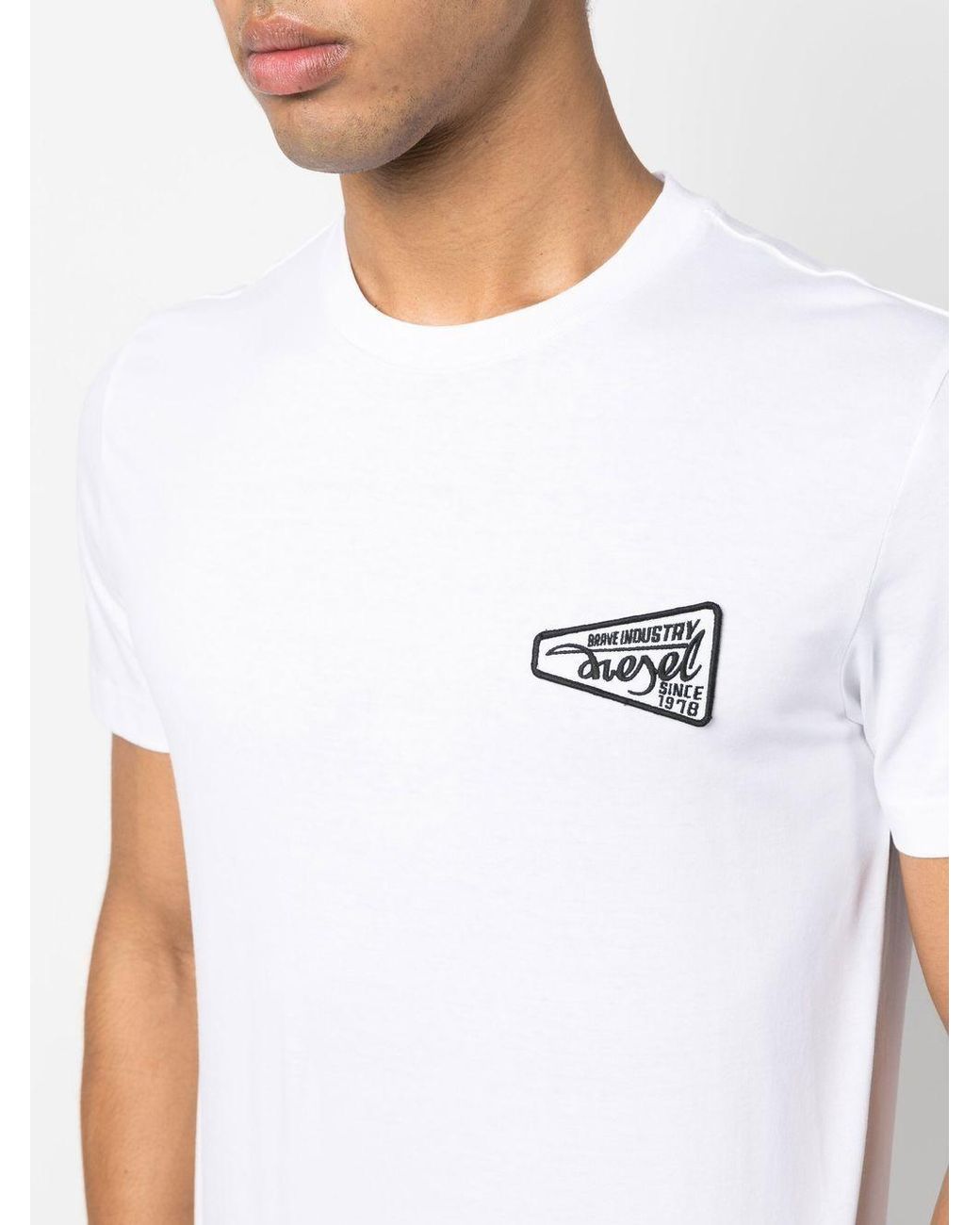 DIESEL White T-Diegor Logo Patch T-Shirt for men