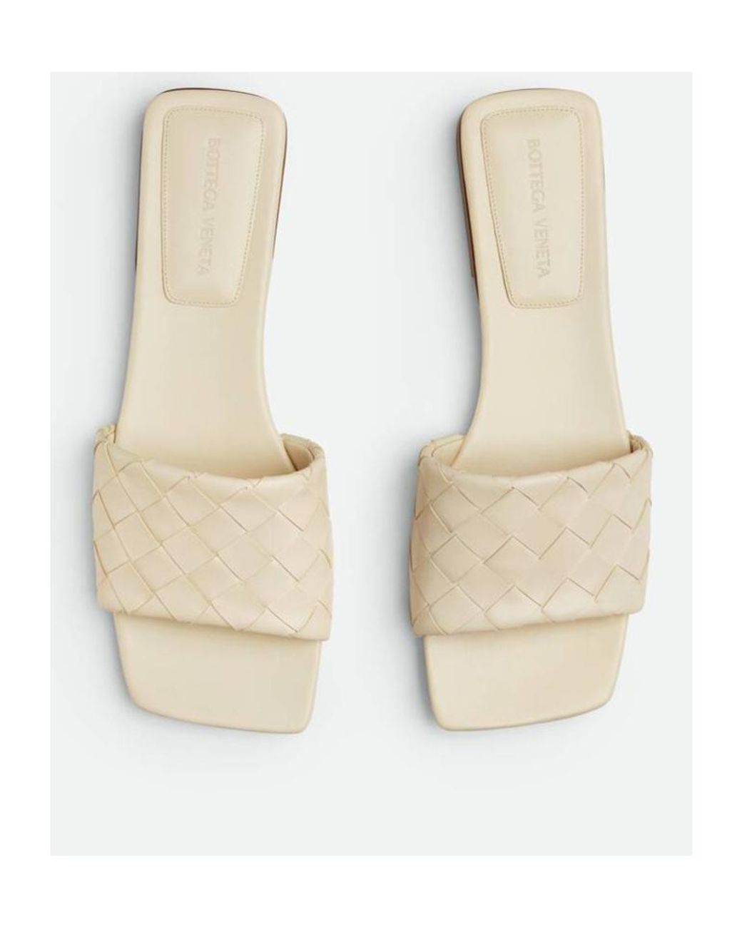 Bottega Veneta White Parco Intrecciato Flat Sandals