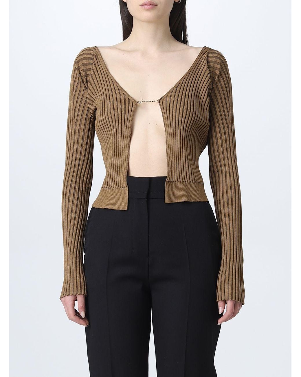 Jacquemus Brown Logo Long-Sleeve Cardigan