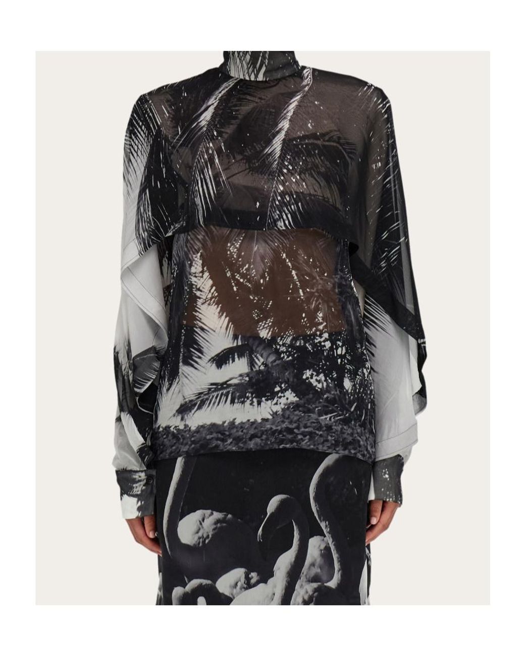 Ferragamo Black Ferragamo Trinidad Print Georgette Shirt