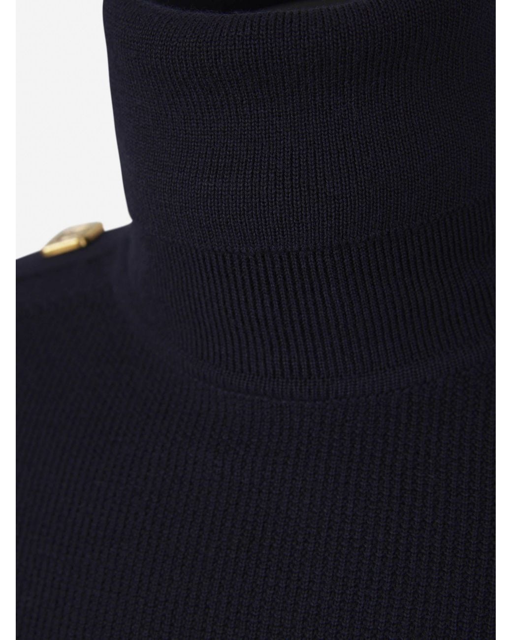 Balmain Blue Button-Details Merino-Wool Jumper for men