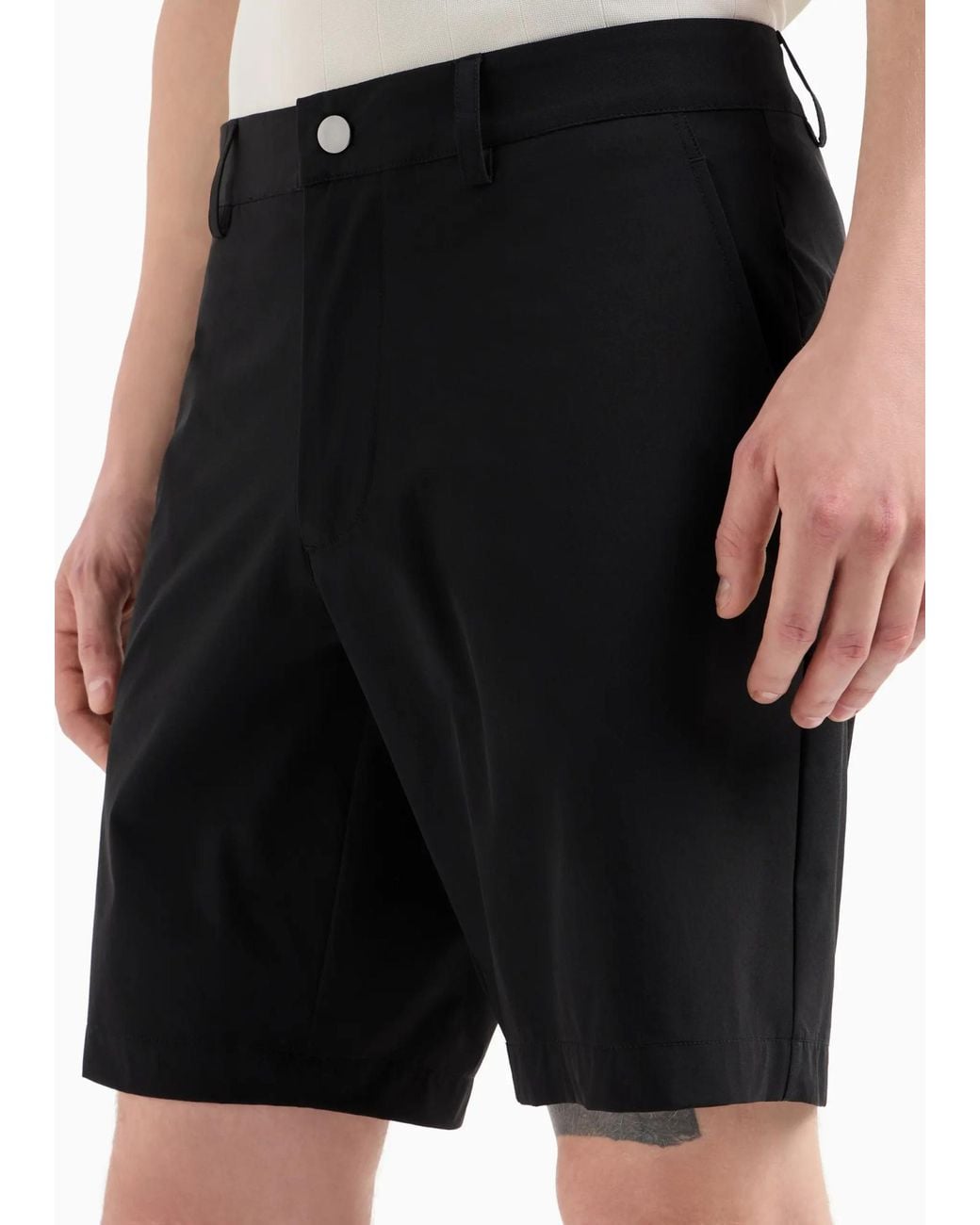 EA7 Black Logo-Print Bermuda Shorts for men