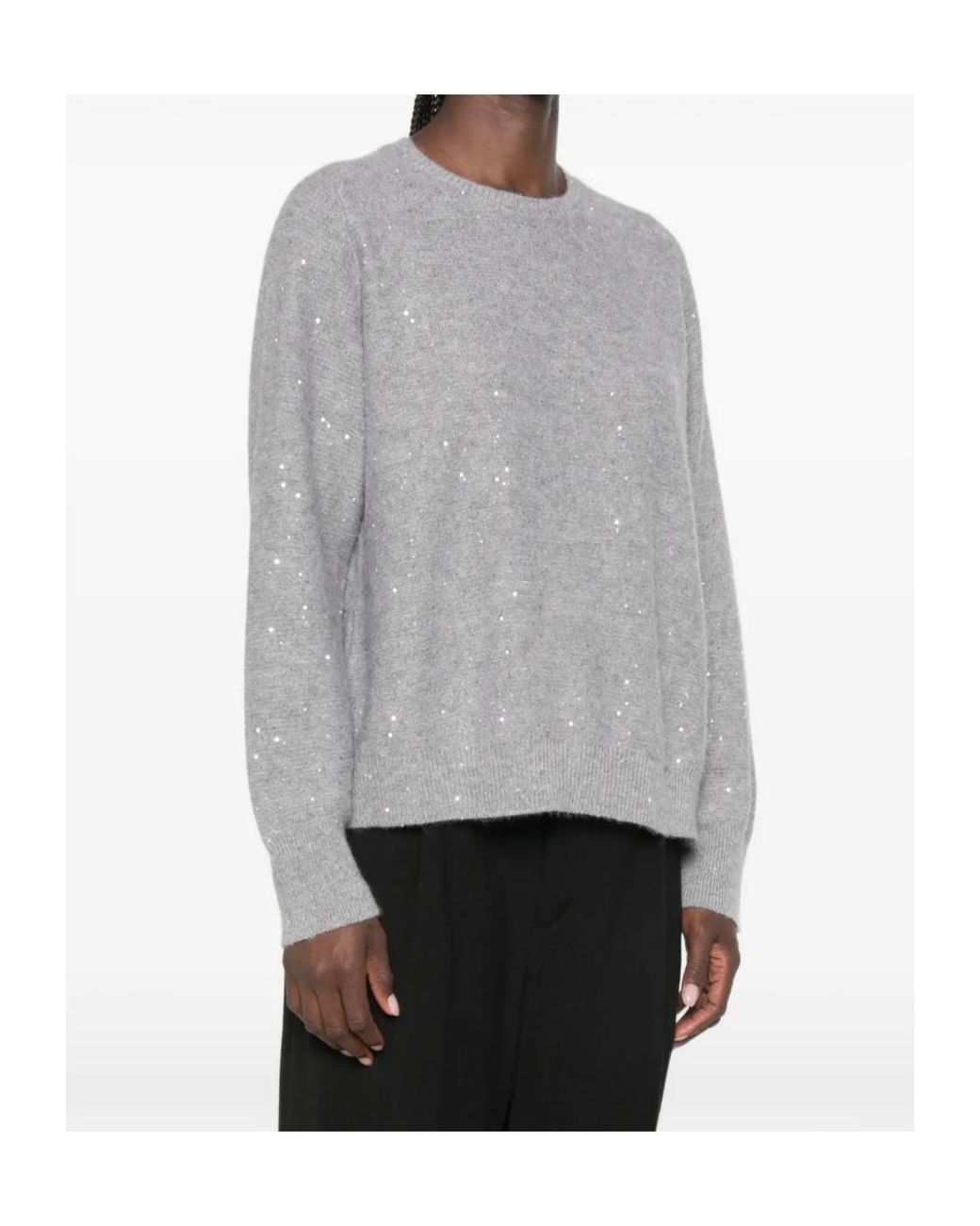 Fabiana Filippi Gray Sequin-Embellished Sweater