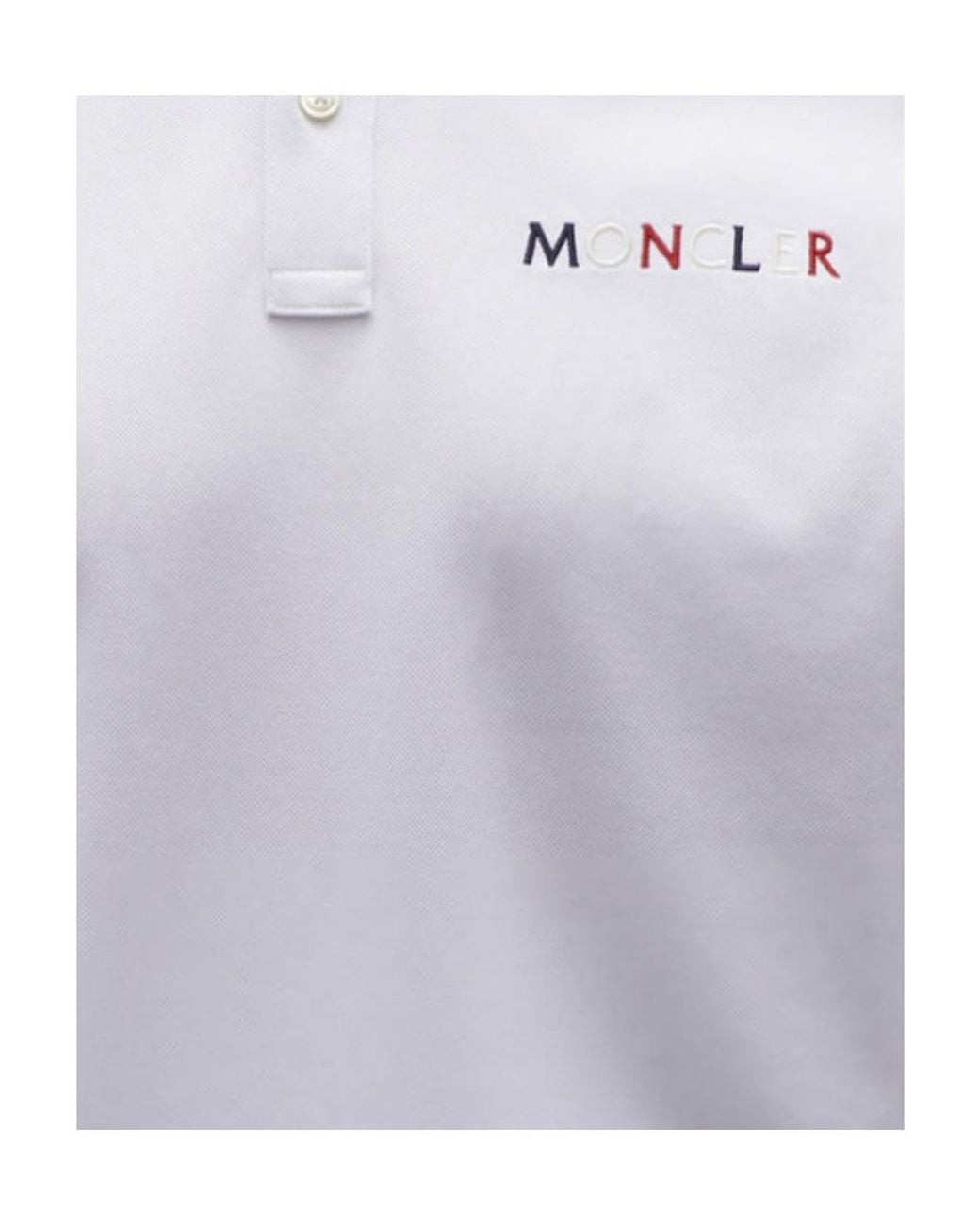Moncler White Logo-Embroidered Polo Shirt for men