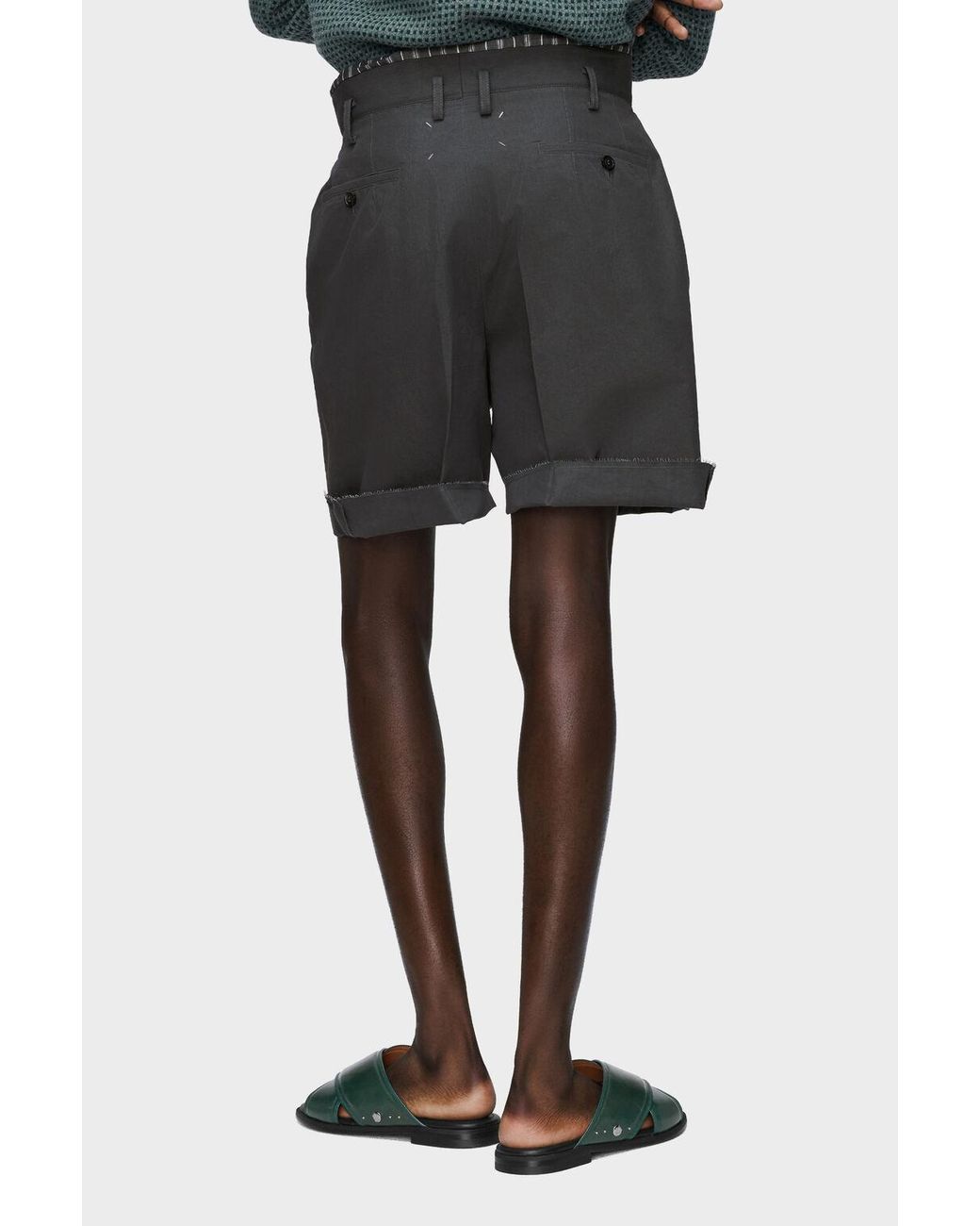 Maison Margiela Gray Pleated Tailored Shorts for men