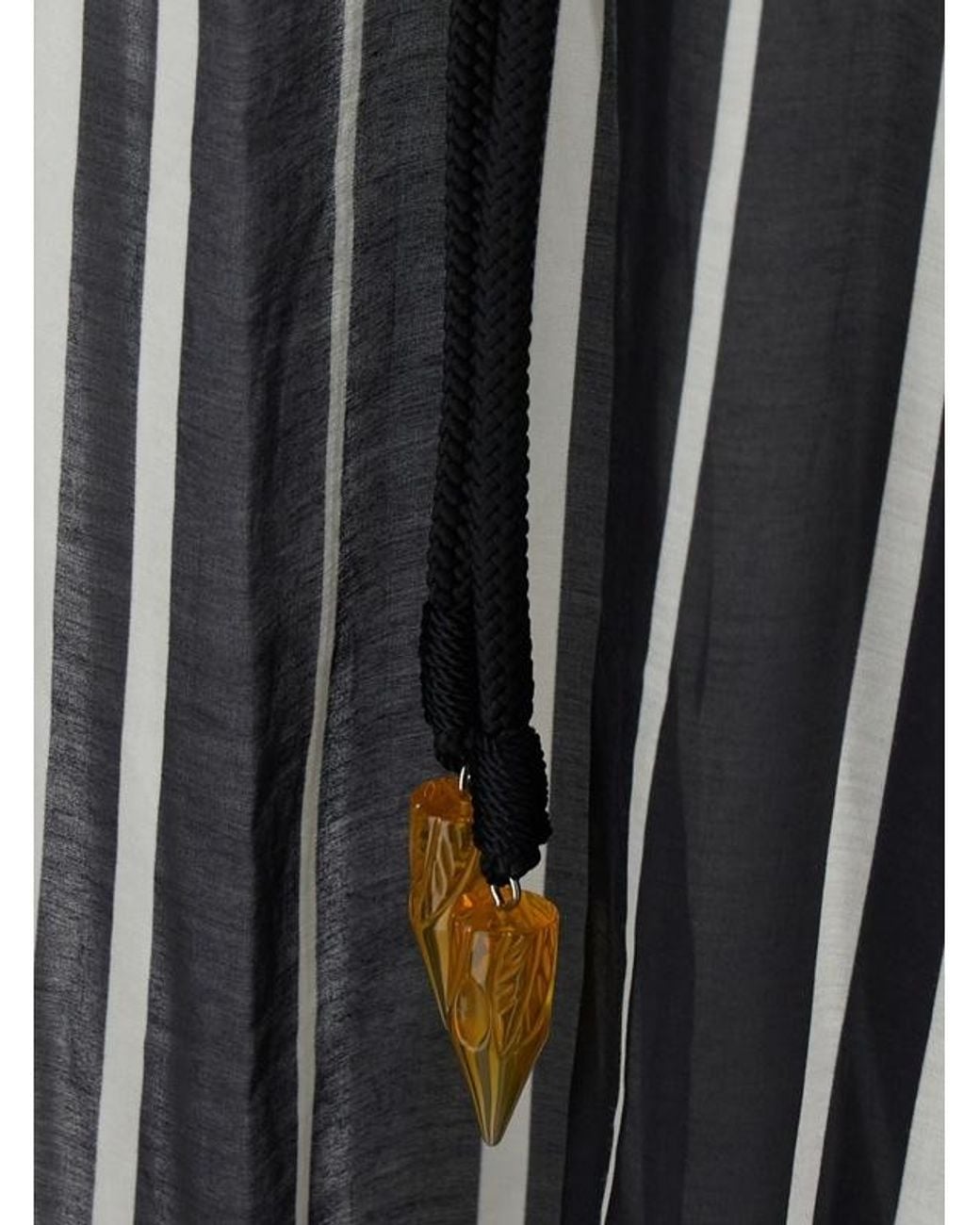 Tory Burch Black And Caftan With Waist Belt And Striped Motif In