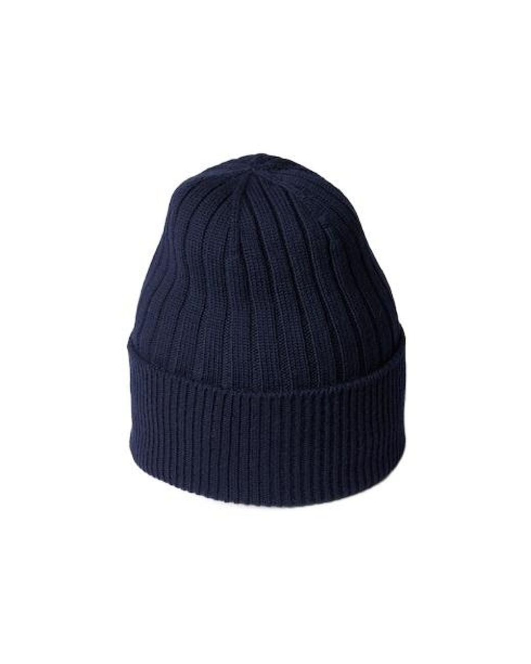 Gucci Blue Logo Patch Ribbed Beanie for men