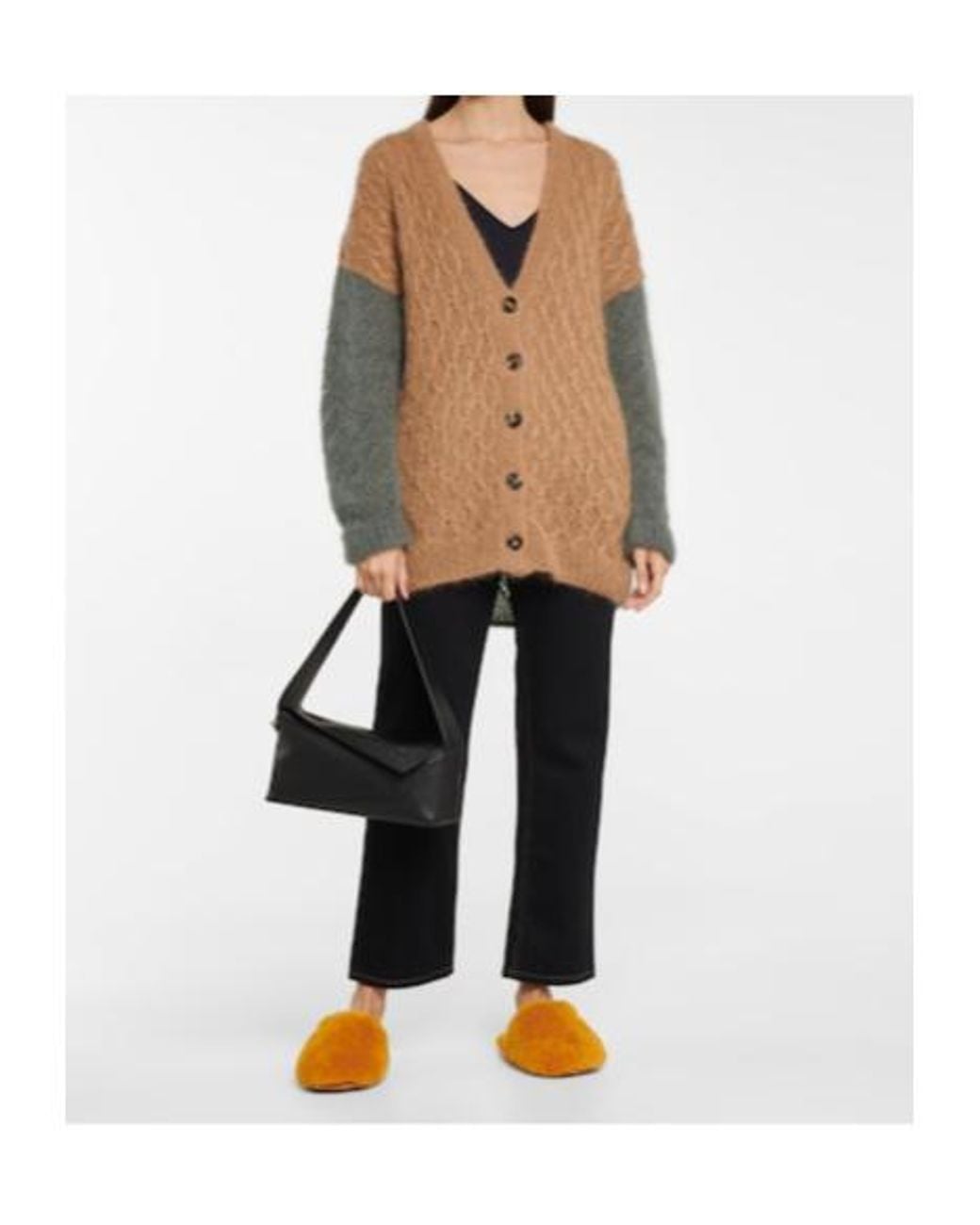 Loewe Orange Logo-Patch Shearling Slippers