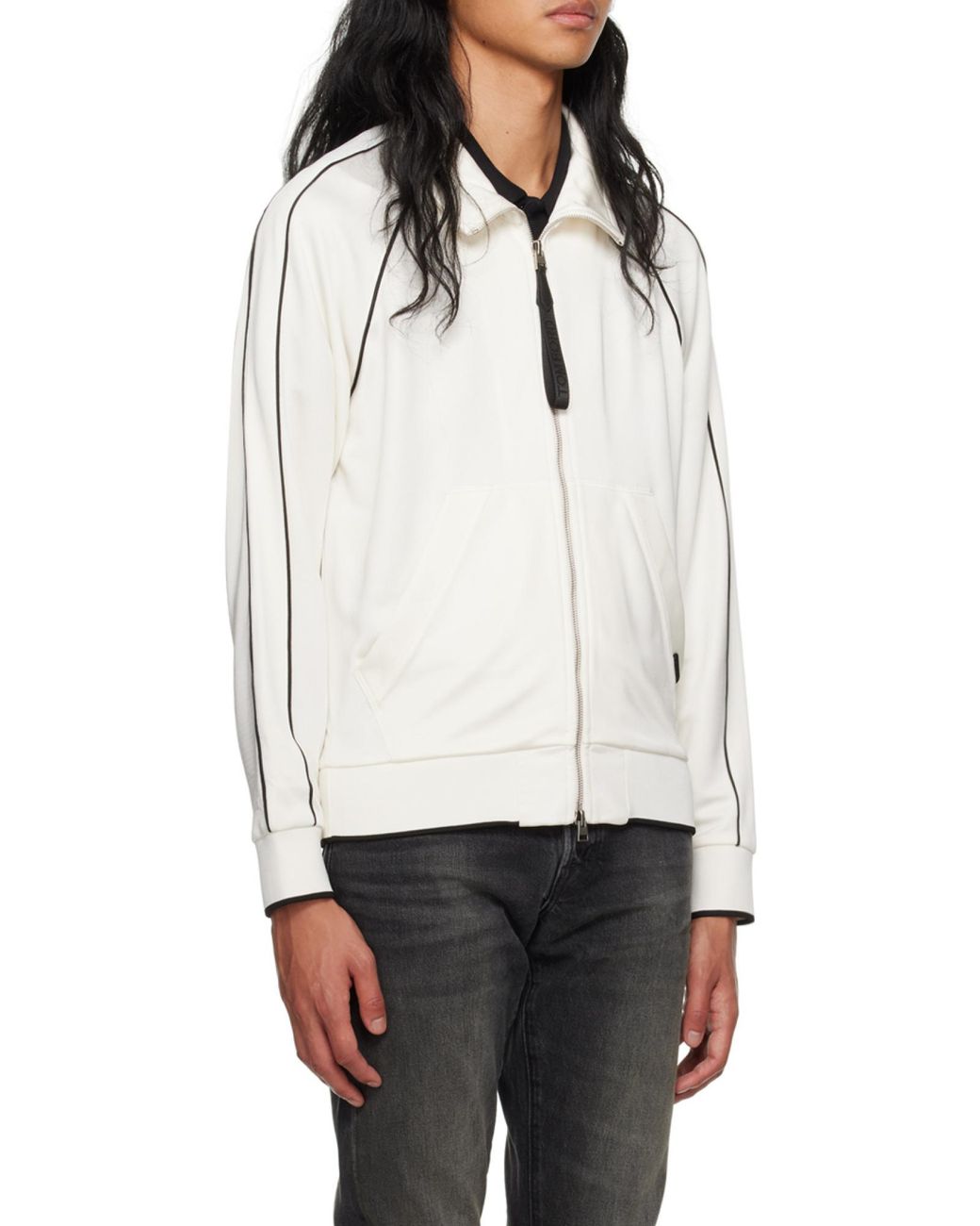 Tom Ford Gray Logo-Patch Zip-Up Jacket for men