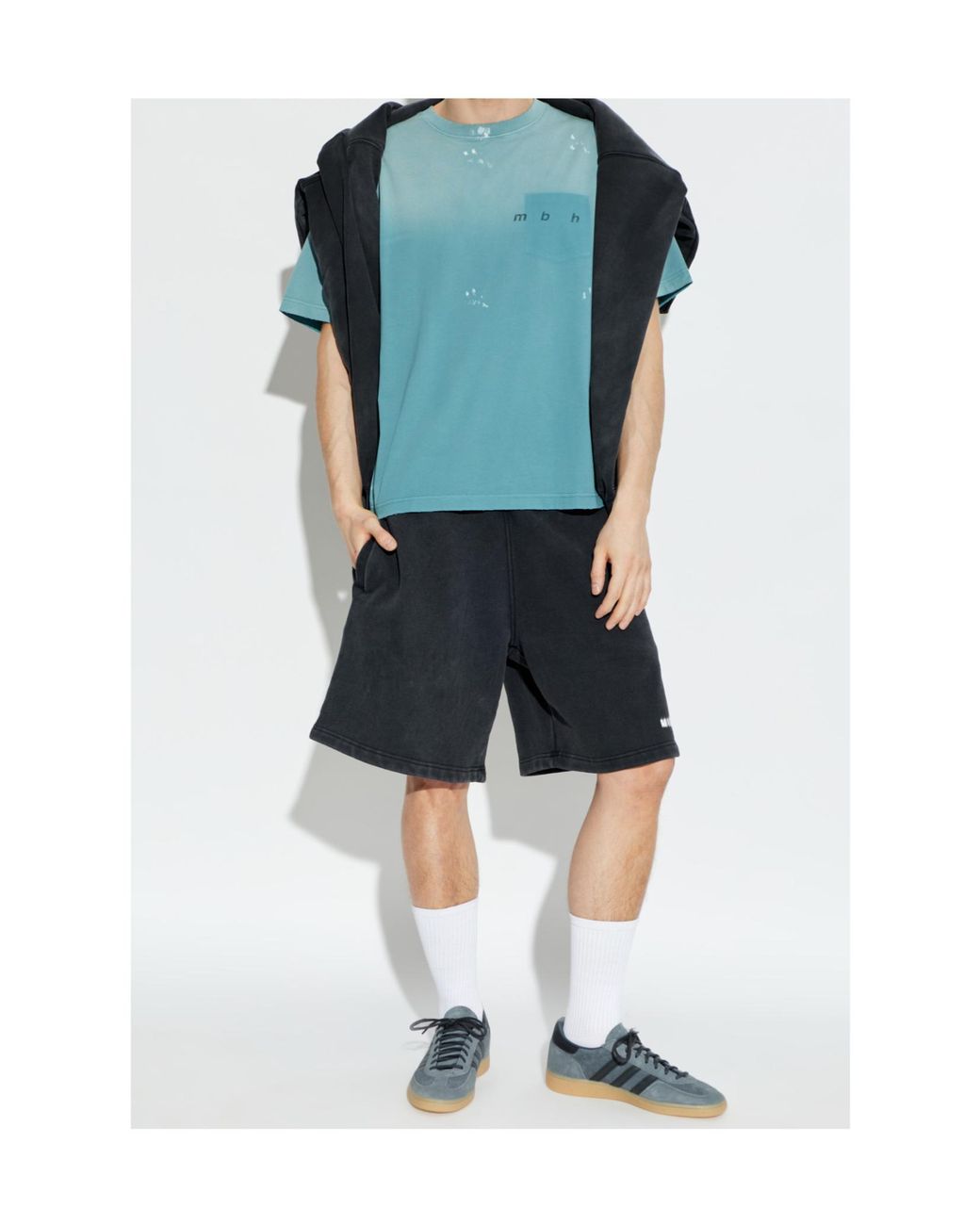 M I S B H V Blue Raw Finish Graphic T-Shirt for men