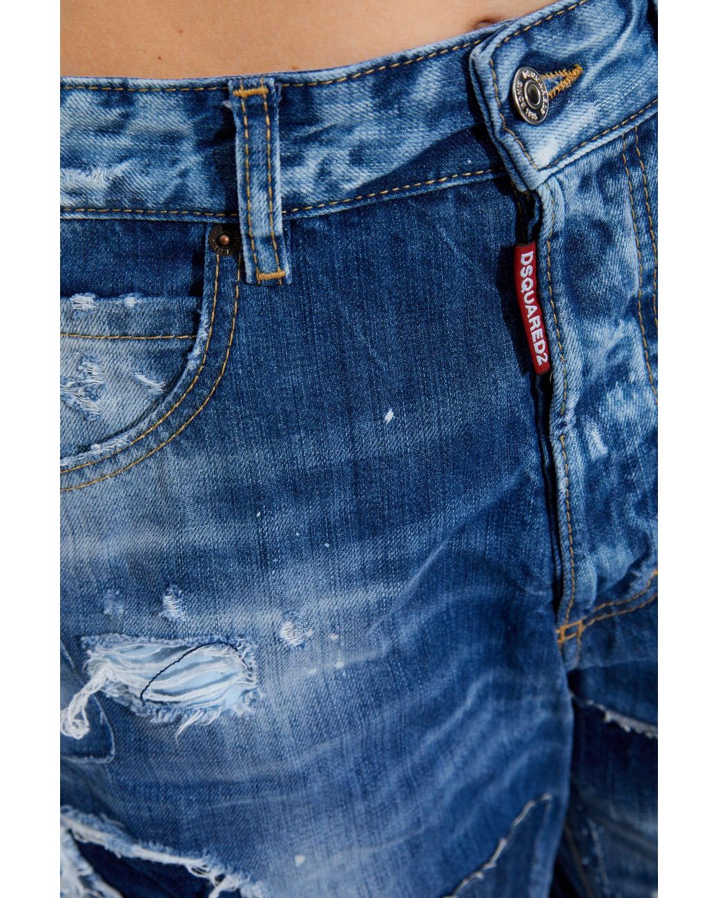 DSquared² Blue Distressed Straight-Leg Jeans