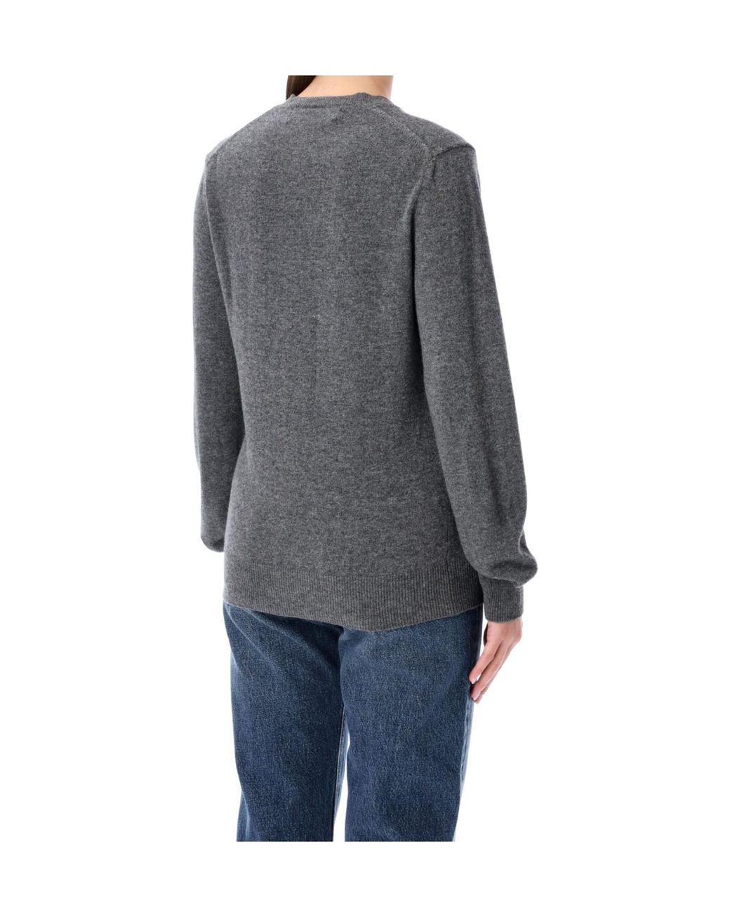COMME DES GARÇONS PLAY Gray Comme Des Garçons Play Logo Detailed V-Neck Sweater