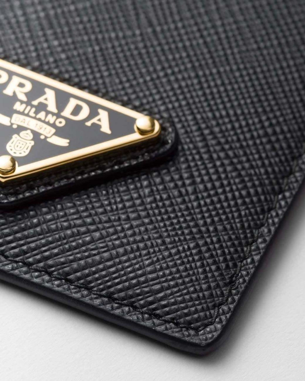 Prada White Saffiano Leather Badge Holder