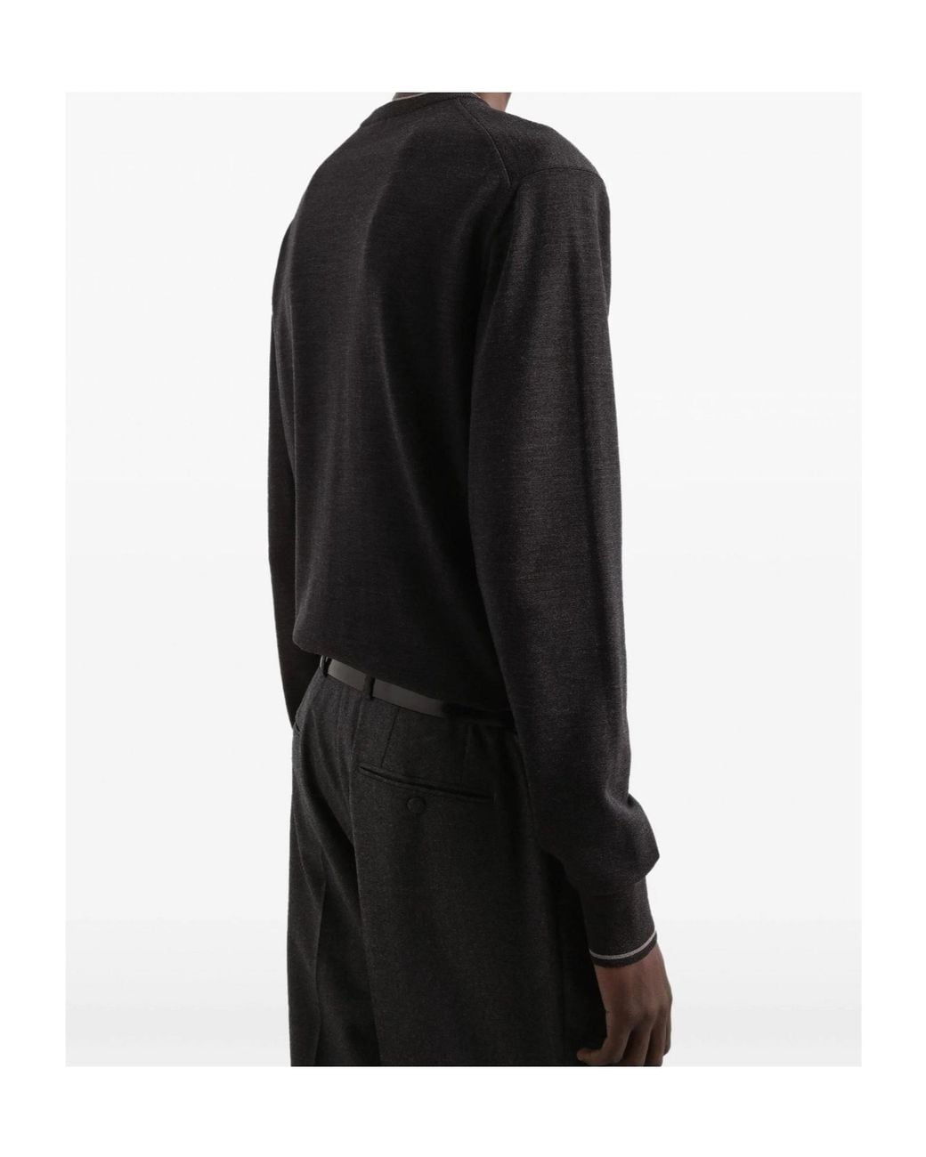 Dolce & Gabbana Black Logo Intarsia Crewneck Knitted Jumper for men
