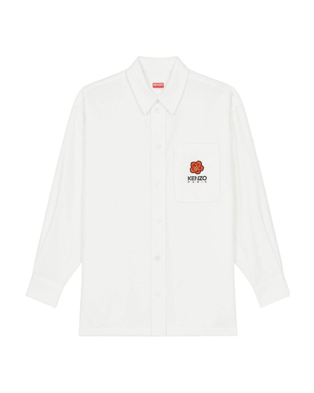 KENZO White Boke Flower Embroidered Buttoned Shirt for men