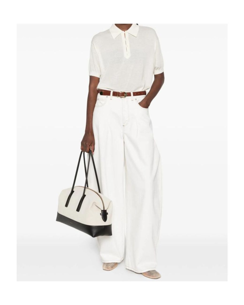 FRAME White Cashmere Polo Shirt