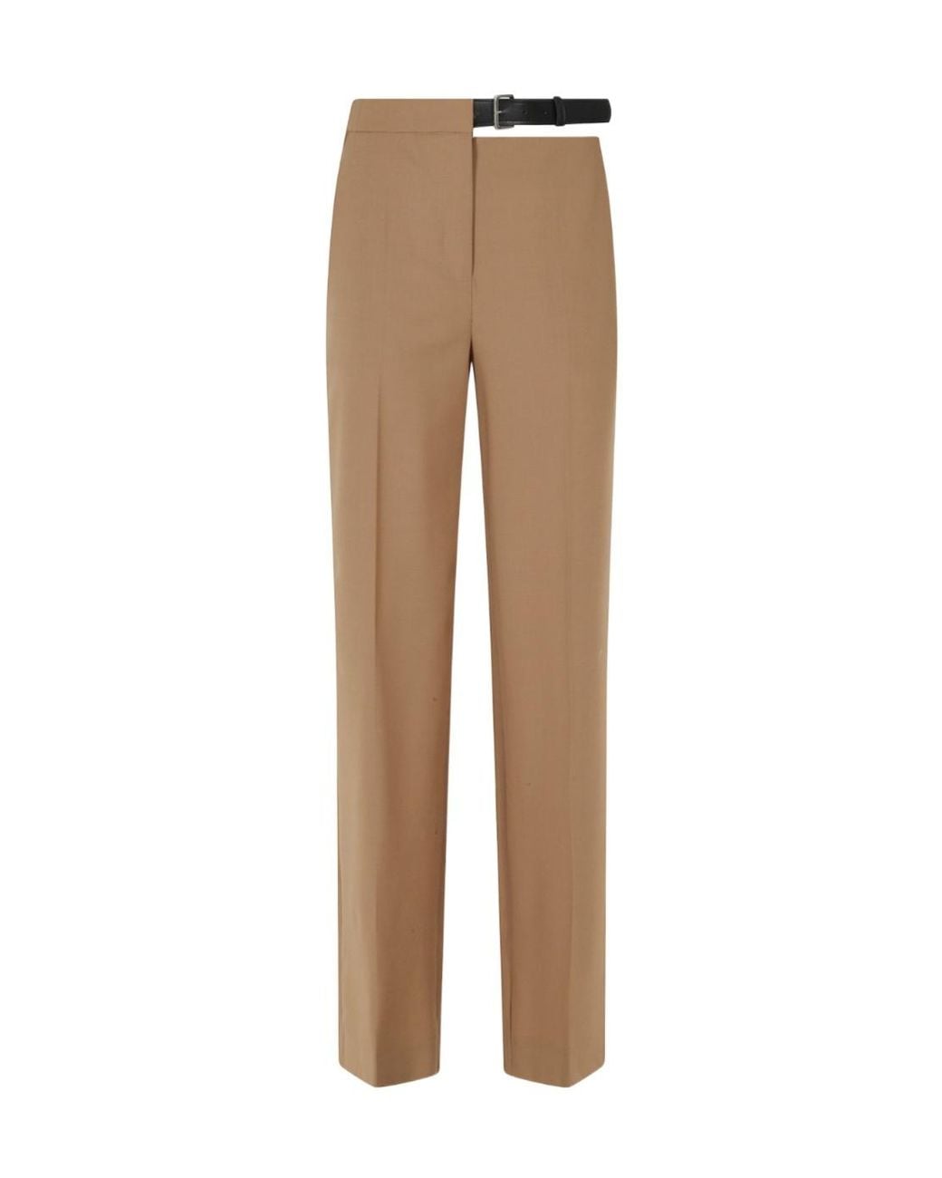 Semicouture Natural Debbie Belted Straight-Leg Trousers