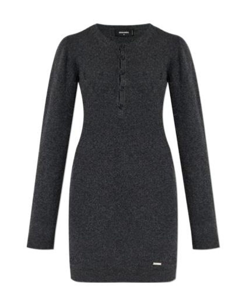 DSquared² Black Long-Sleeved Knitted Dress