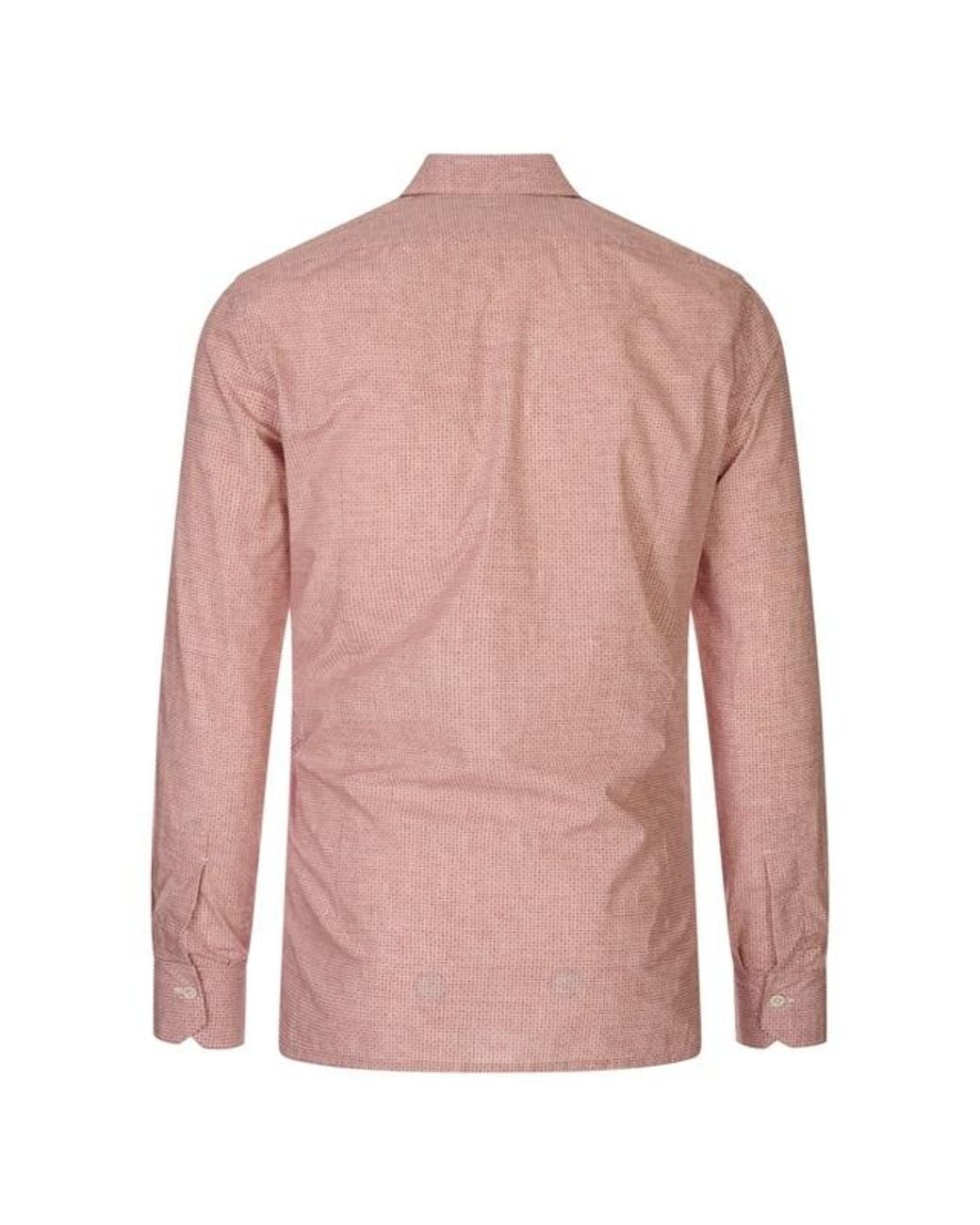 Kiton Pink Geometric-Print Long-Sleeve Shirt for men