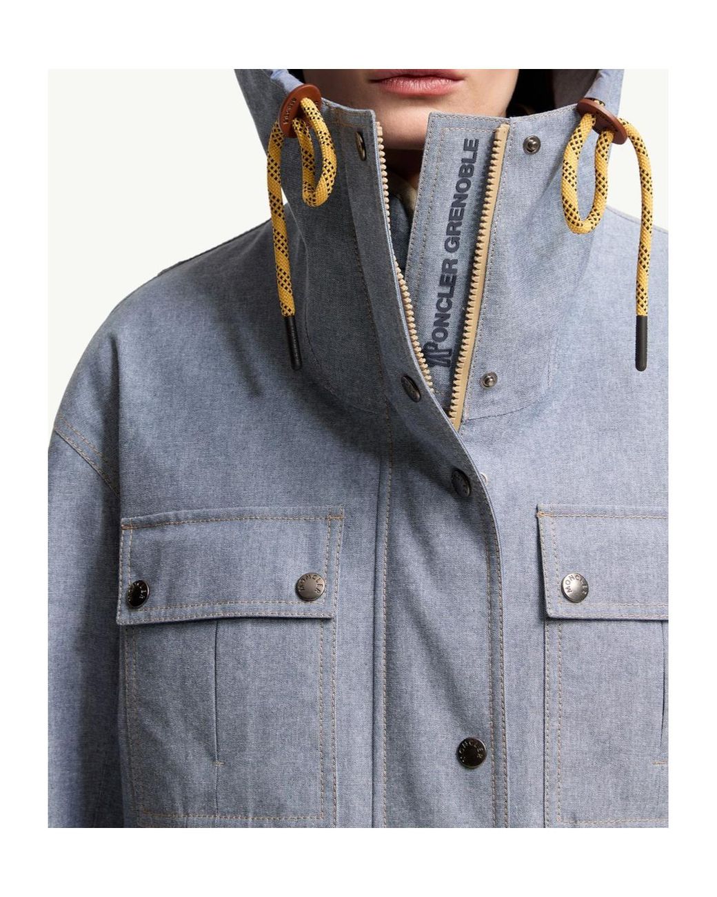 Moncler Blue Grenoble Beziers Chambray Field Jacket