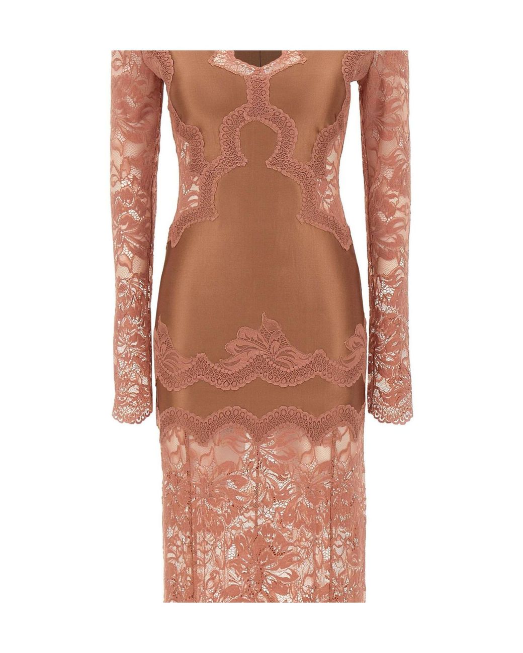 Rabanne Brown Rabanne Lace Panel Maxi Dress