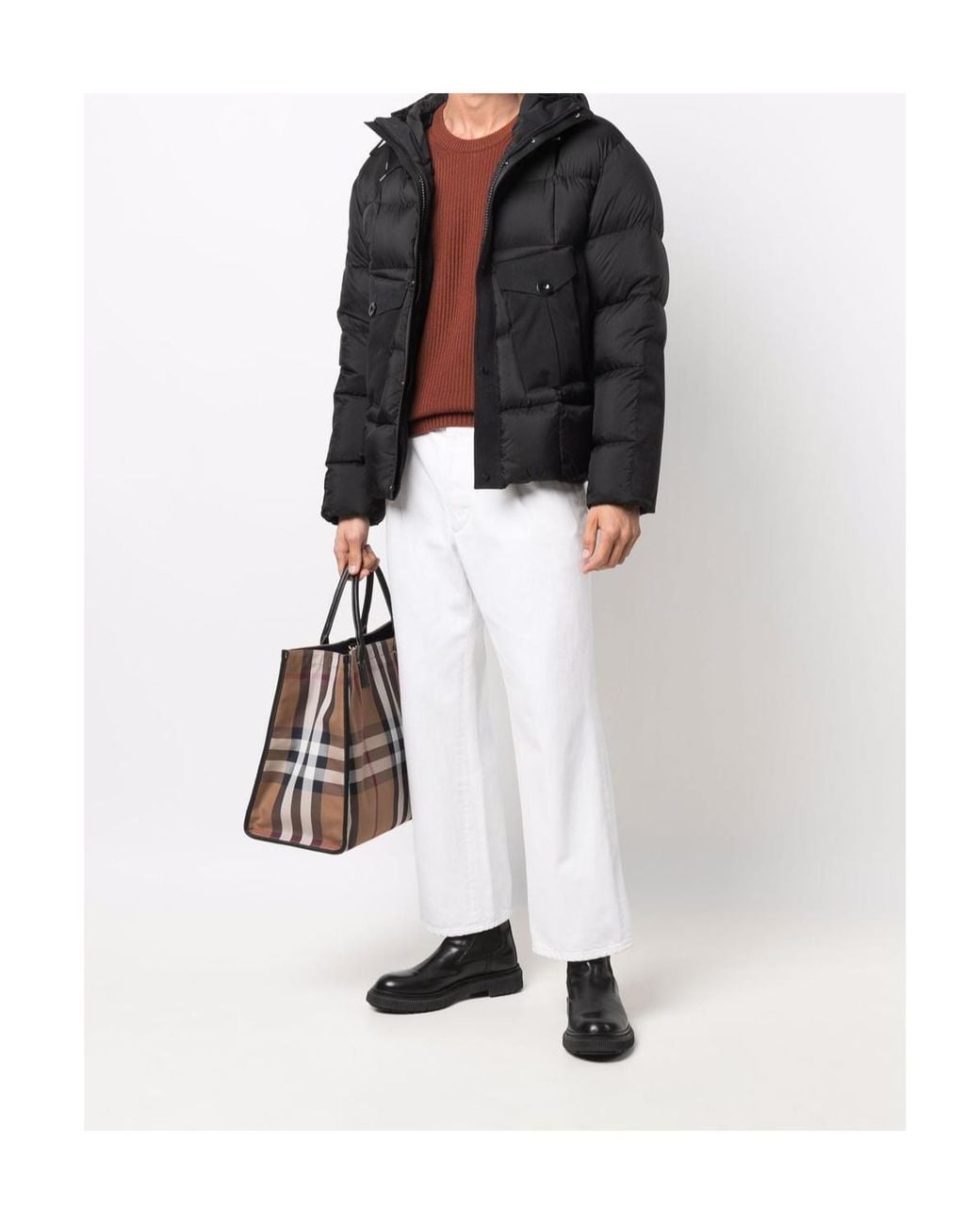 C P Company Black Hooded Padded Jacket for men