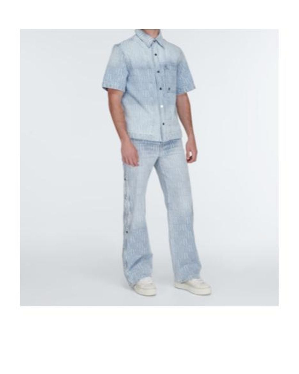 Amiri Blue Logo Jacquard Denim Shirt for men