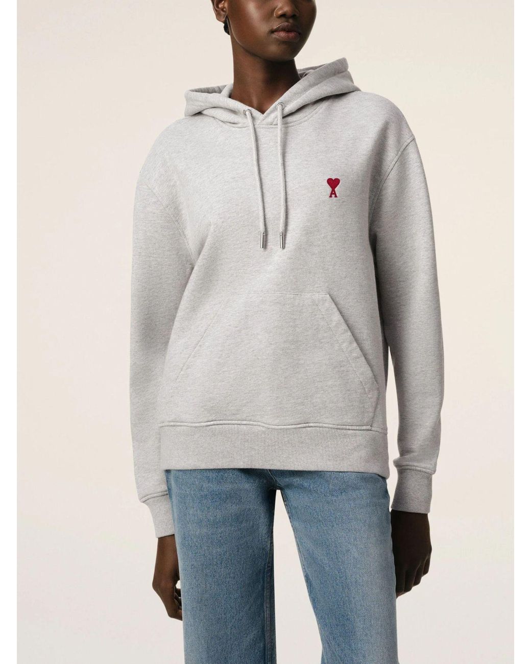 AMI Gray Ami De Coeur Drawstring Hoodie