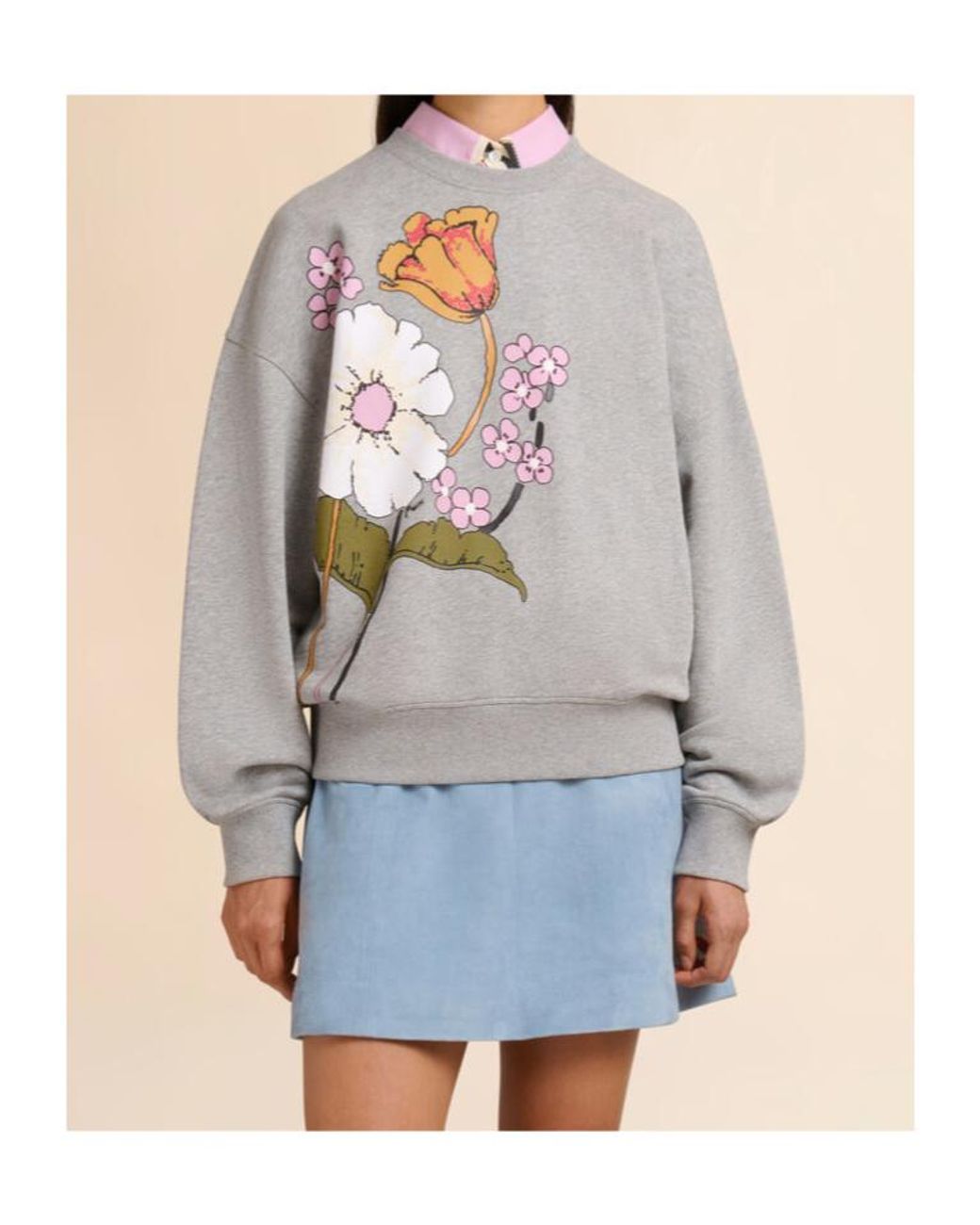 Marni Gray Cotton Sweatshirt With Melodia Floral Print