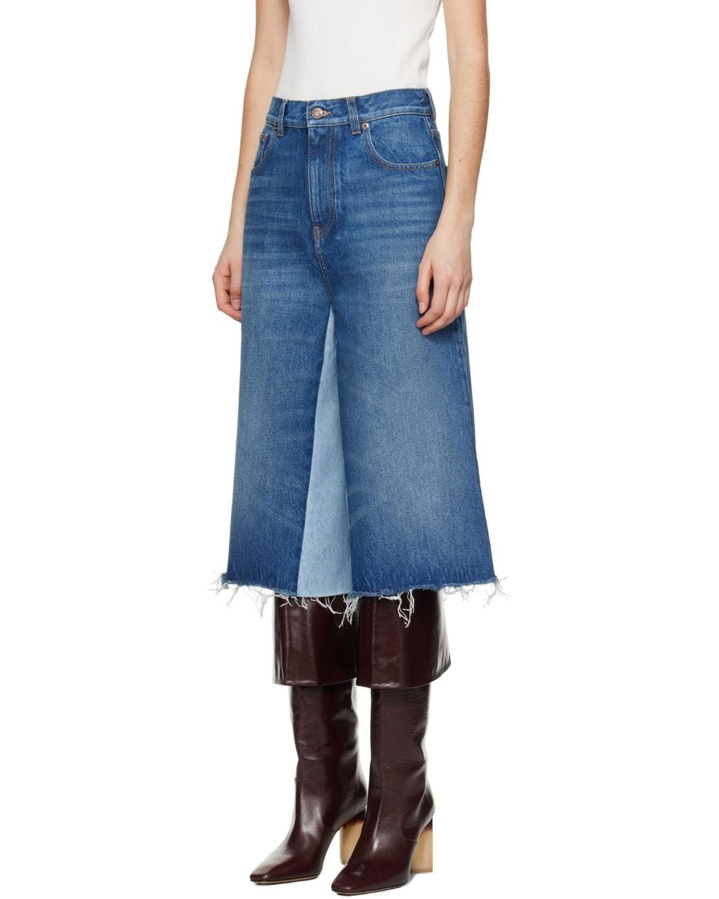 Chloé Blue Patchwork Denim Shorts