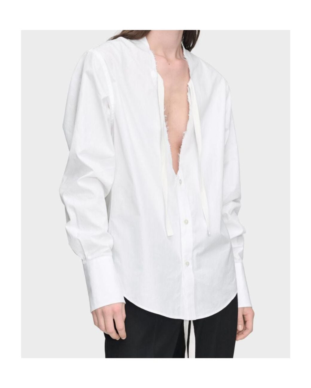 Maison Margiela White Tie-Detail Poplin Shirt