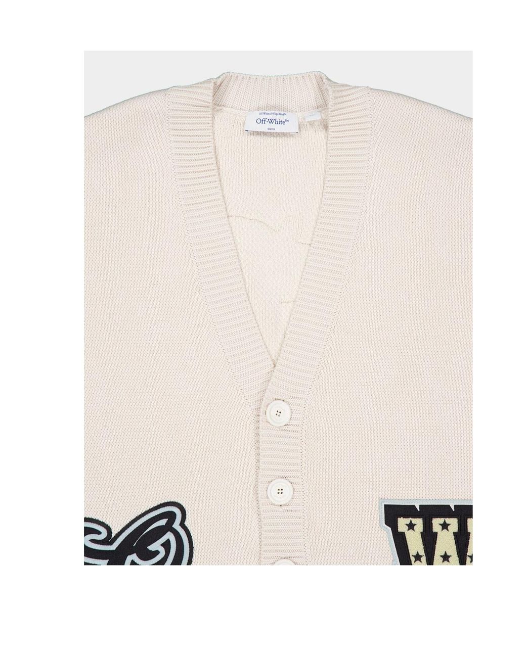 Off-White c/o Virgil Abloh White Star Logo Diagonal Varsity Knit Cardigan for men