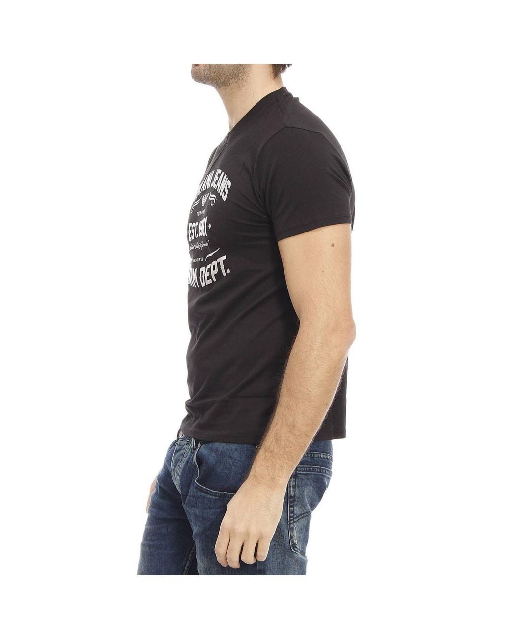 Armani Jeans Black Printed T-Shirt With Round Neck for men
