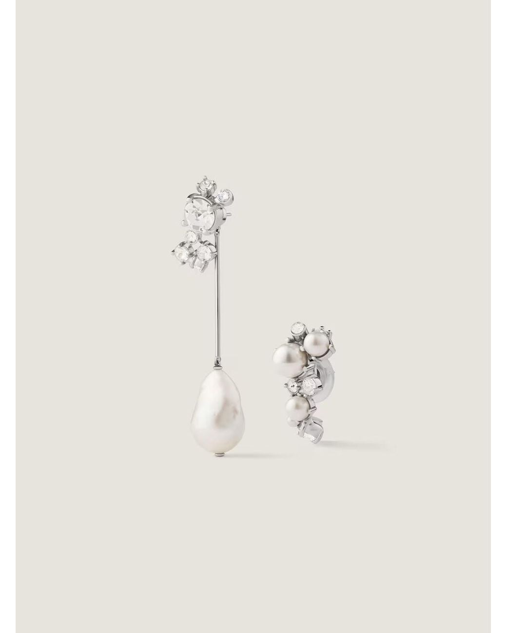 Givenchy White Embellished Asymmetric Earrings