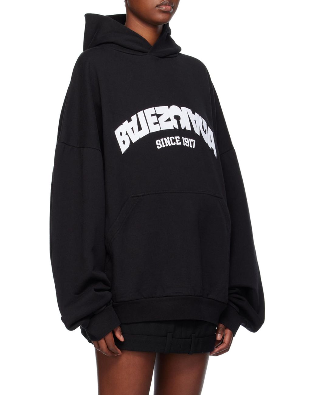 Balenciaga Blue Flip Logo Printed Hoodie for men
