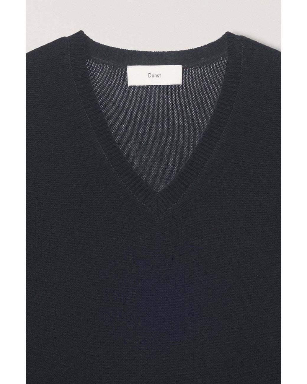 DUNST Blue Cashmere V-Neck Knitted Sweater for men